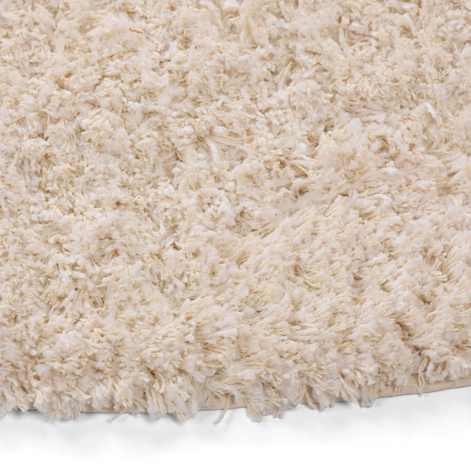 Okrągły dywan - Begur Natural Cotton Shaggy (złamana biel/bordowy)