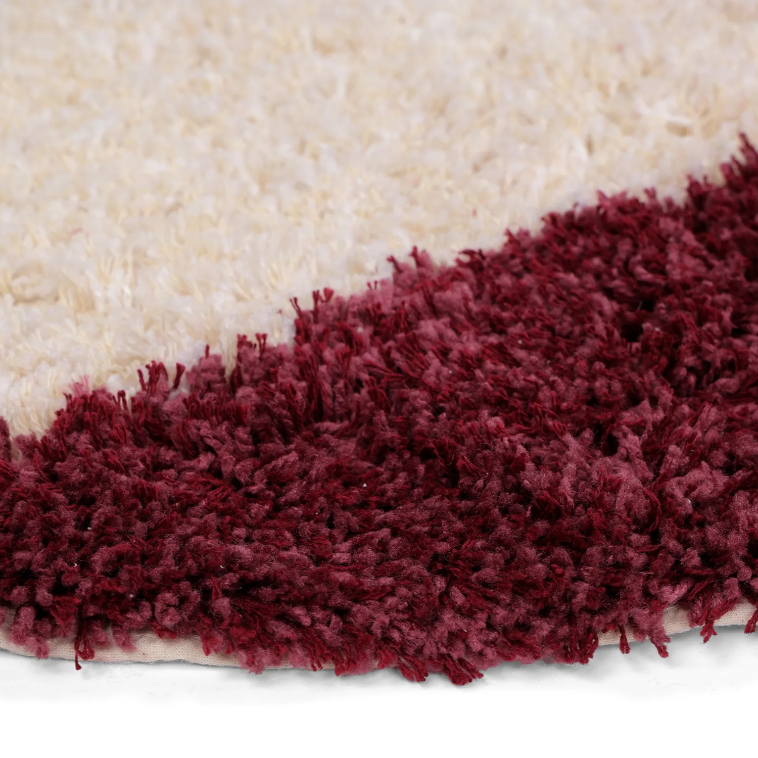 Okrągły dywan - Begur Natural Cotton Shaggy (złamana biel/bordowy)