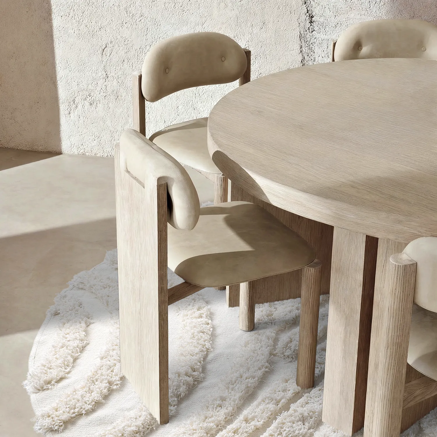 Okrągły dywan - Cazorla Natural Cotton Shaggy (białawy)