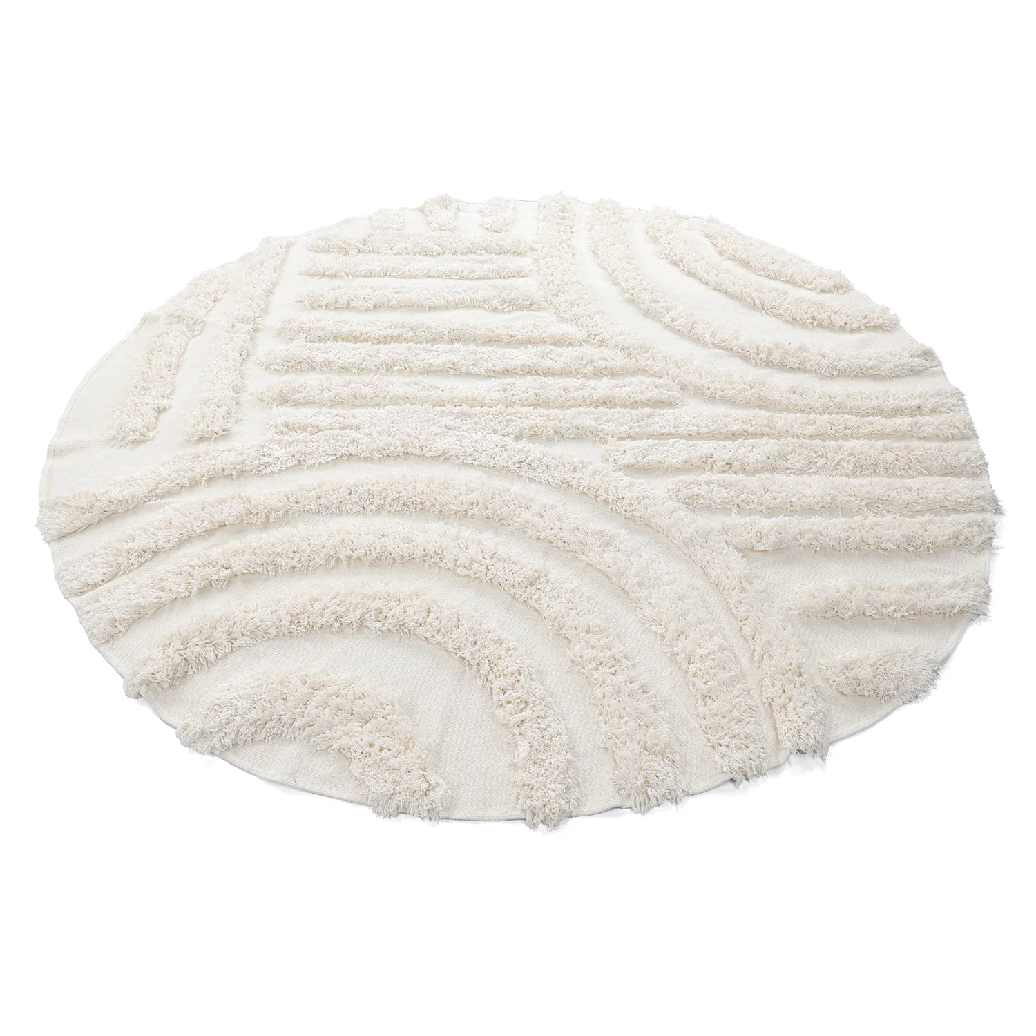 Okrągły dywan - Cazorla Natural Cotton Shaggy (białawy)