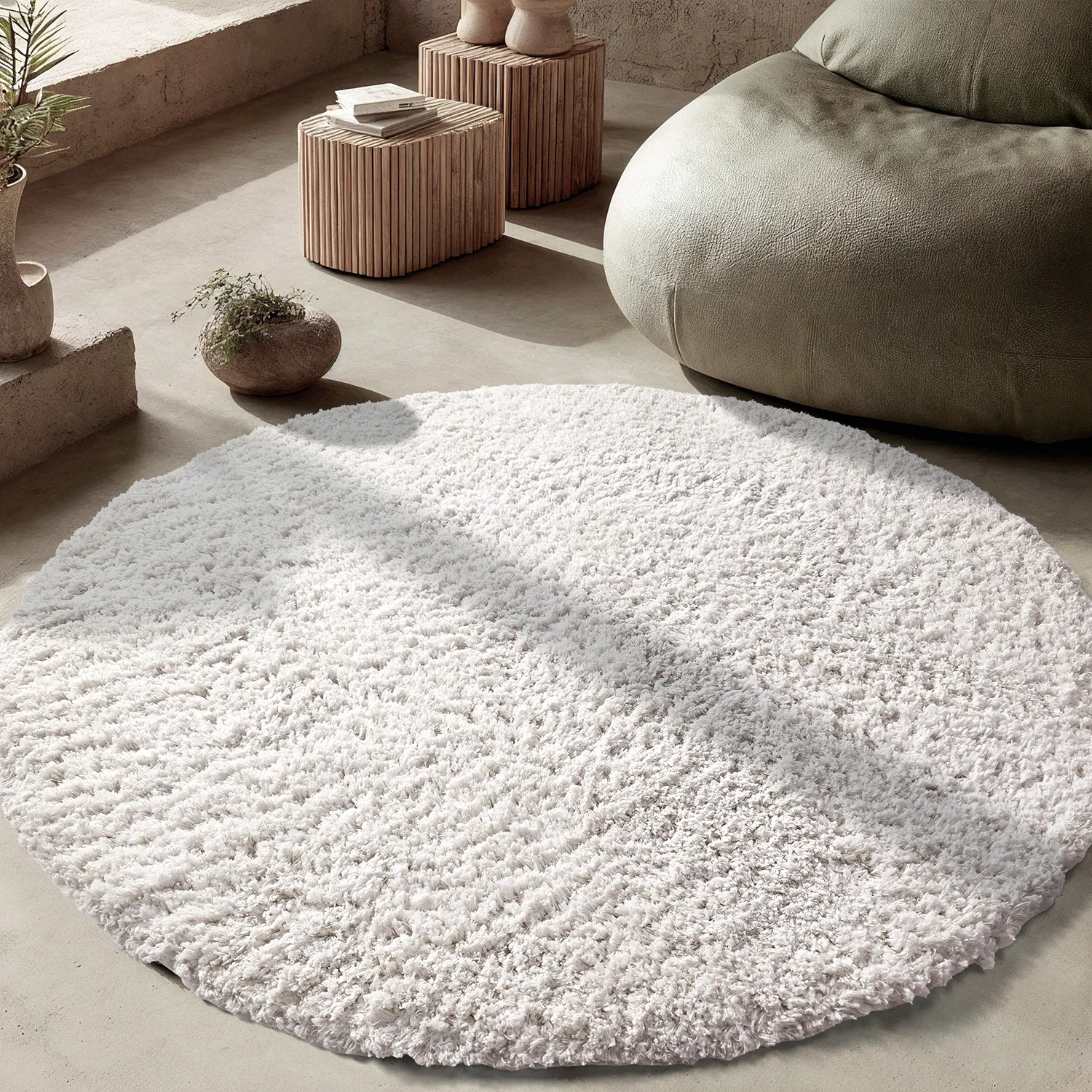 Okrągły dywan - Combarro Solid Cotton Shaggy (krem)