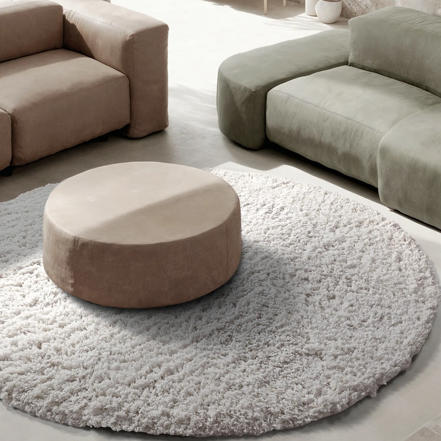 Okrągły dywan - Combarro Solid Cotton Shaggy (krem)