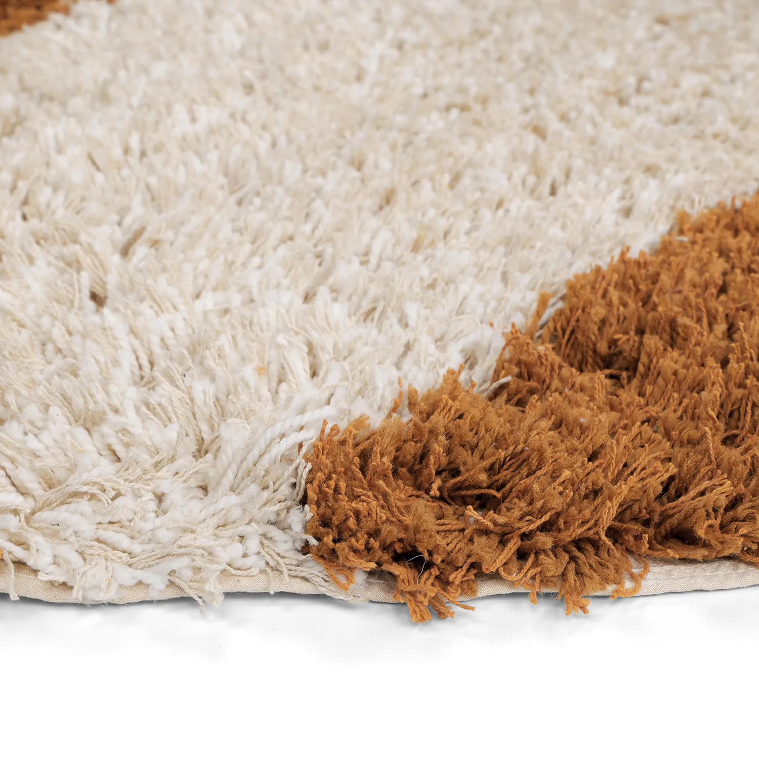Okrągły dywan - Kalymnos Natural Cotton Shaggy (złamana biel/ochra)