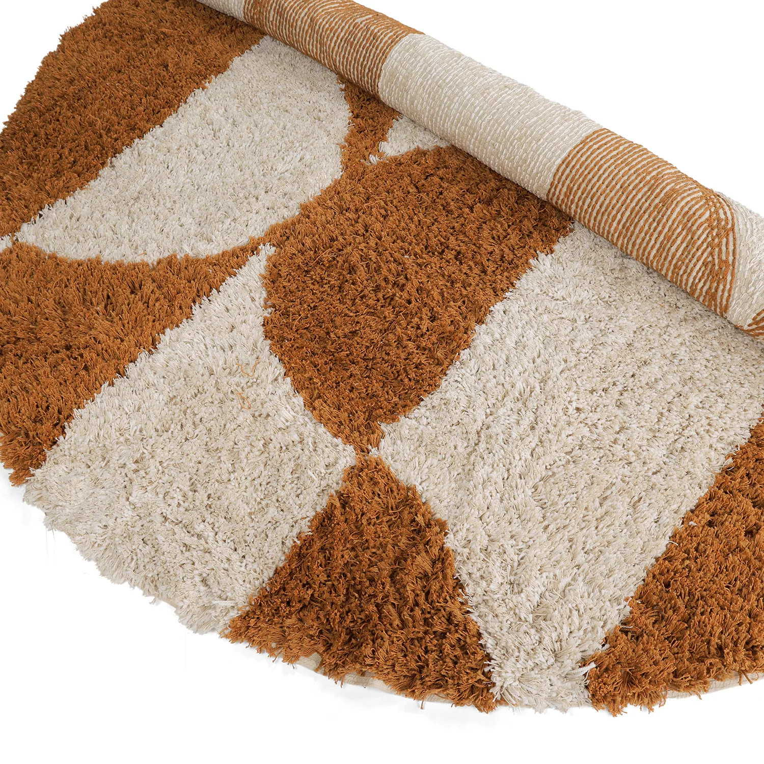 Okrągły dywan - Kalymnos Natural Cotton Shaggy (złamana biel/ochra)