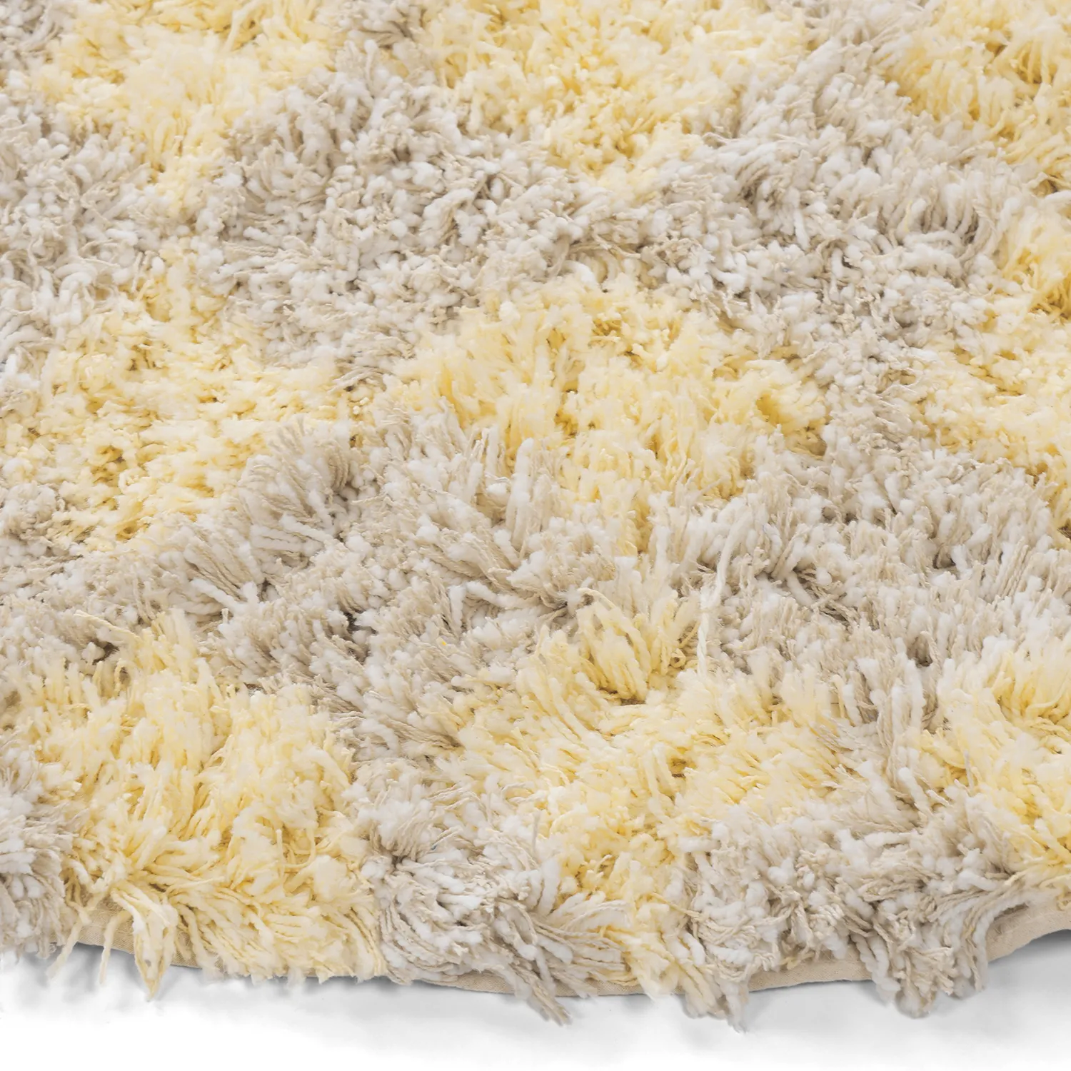 Okrągły dywan - Methoni Check Cotton Shaggy (kremowy/jasnożółty)