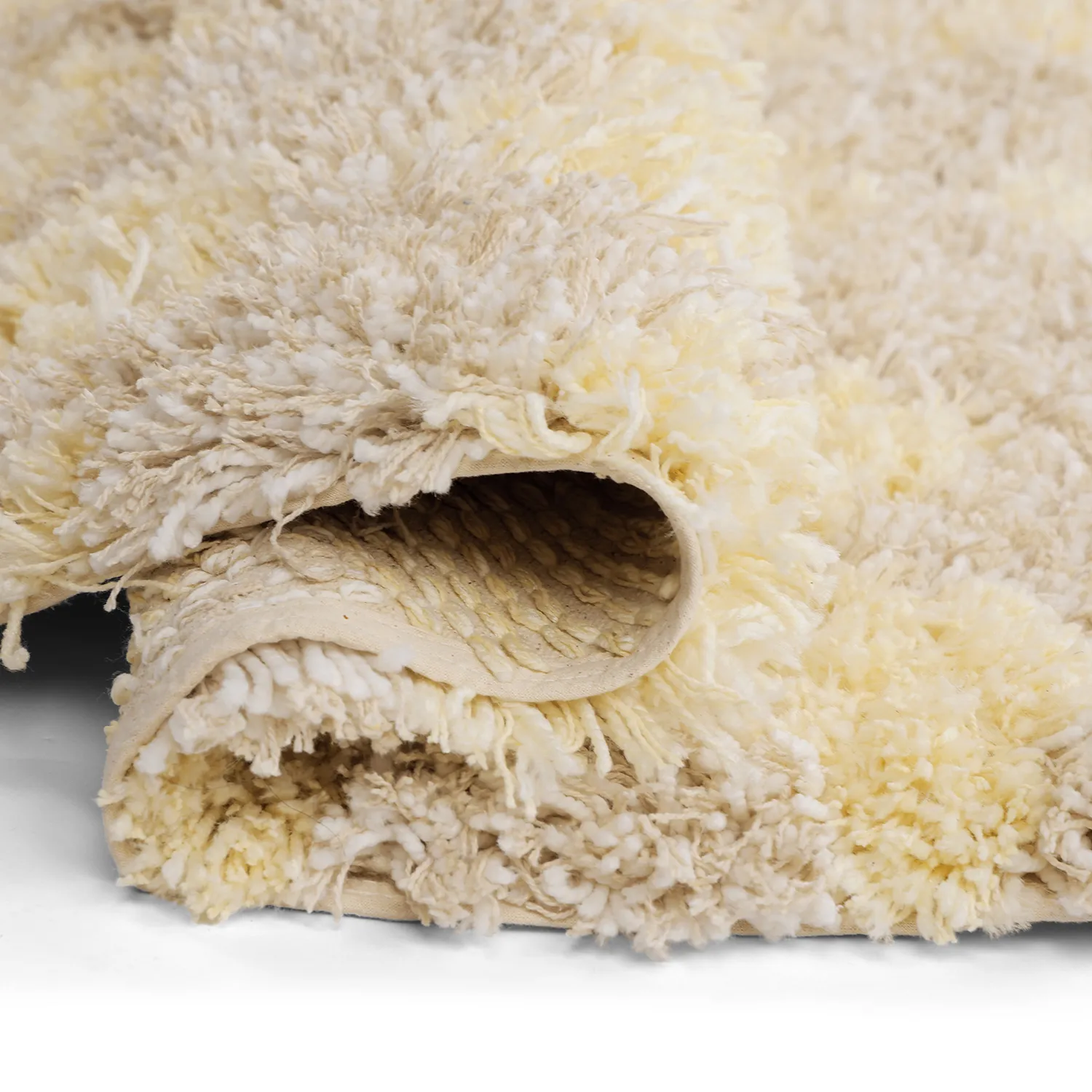 Okrągły dywan - Methoni Check Cotton Shaggy (kremowy/jasnożółty)