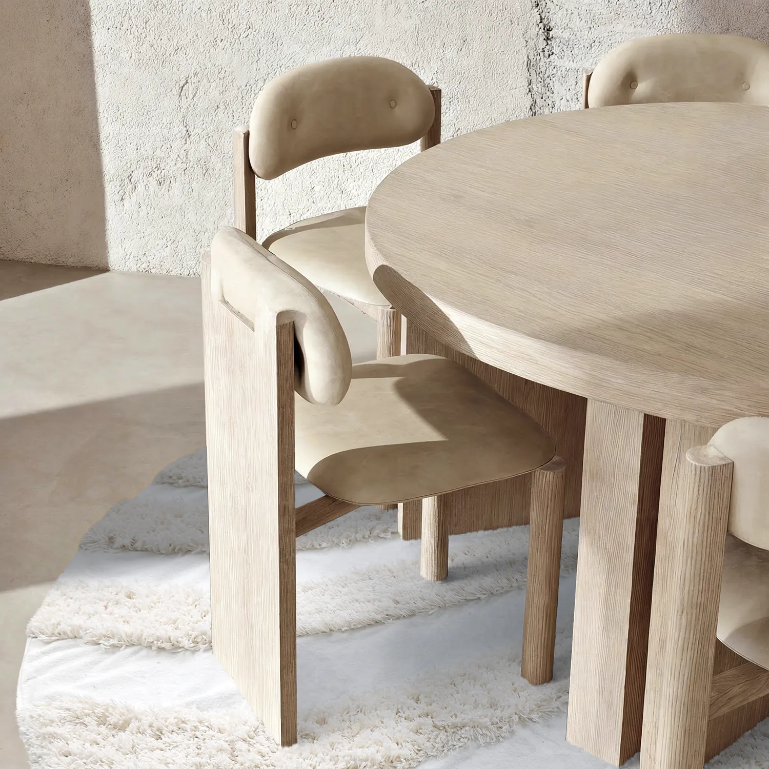 Okrągły dywan - Sivota Natural Cotton Shaggy (białawy)