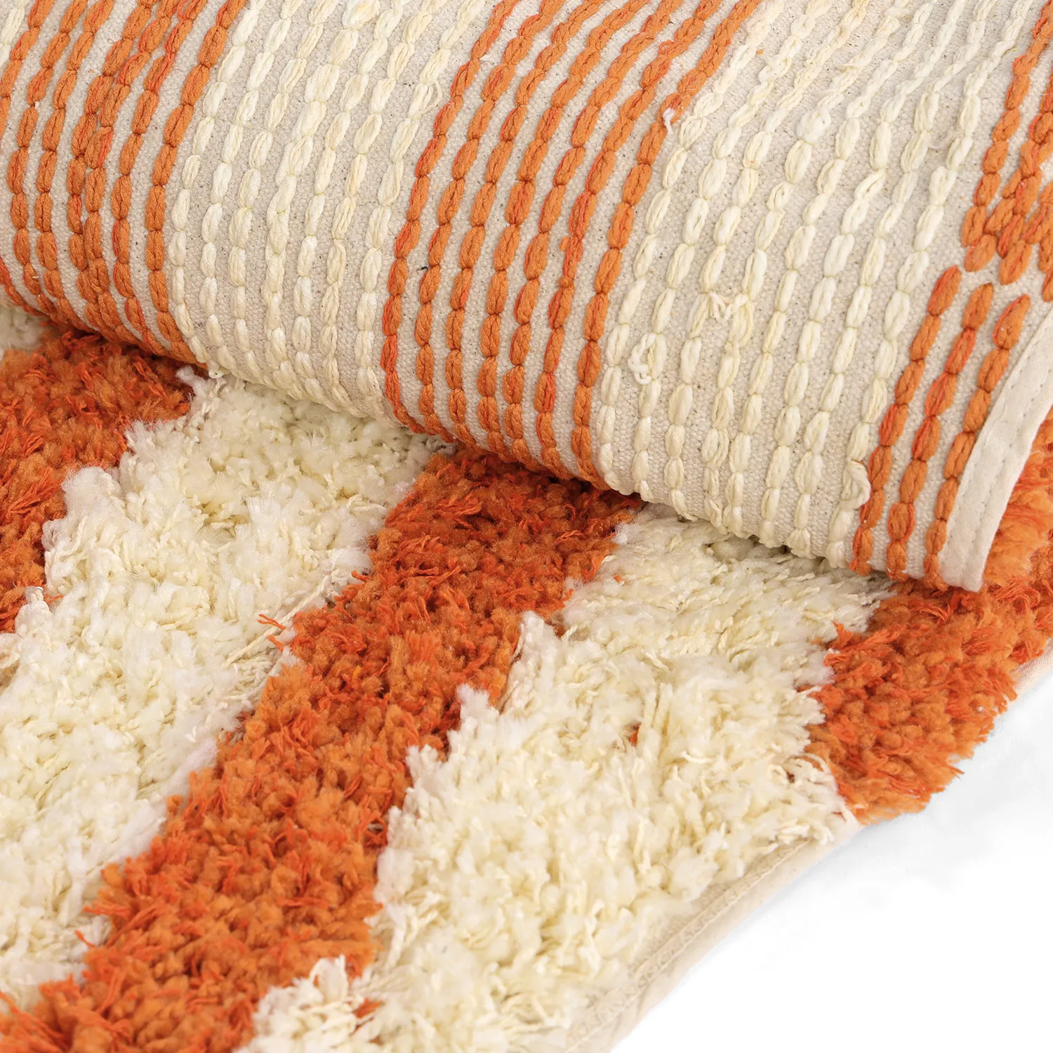 Okrągły dywan - Thira Stripe Cotton Shaggy (jasnożółty/jasnopomarańczowy)