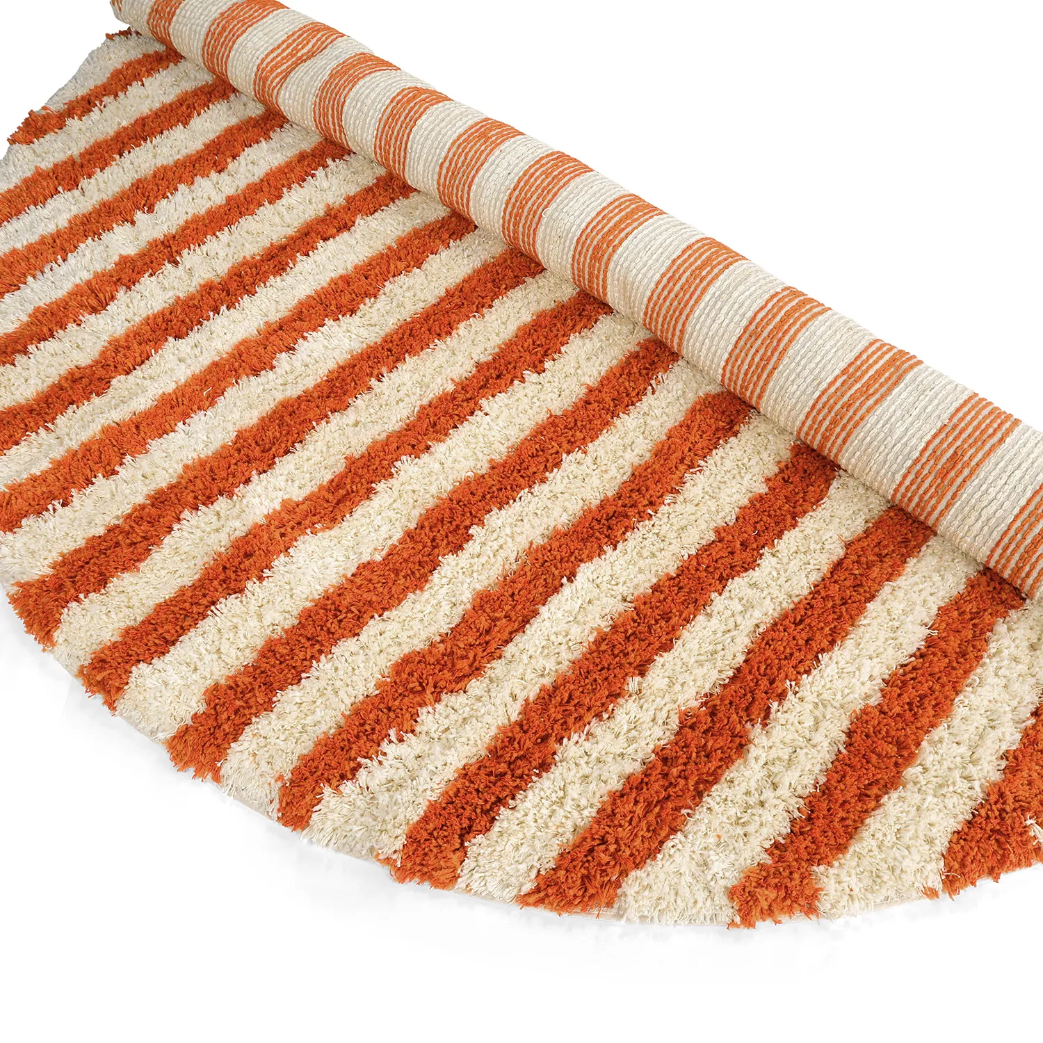 Okrągły dywan - Thira Stripe Cotton Shaggy (jasnożółty/jasnopomarańczowy)