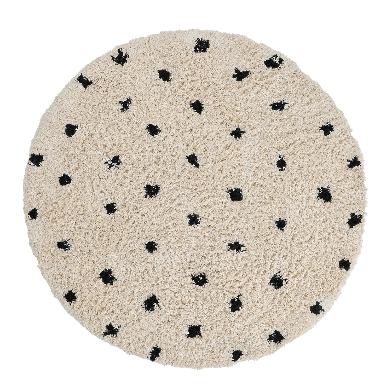 Okrągły dywan - Soria Natural Cotton Shaggy (złamana biel/czarny)