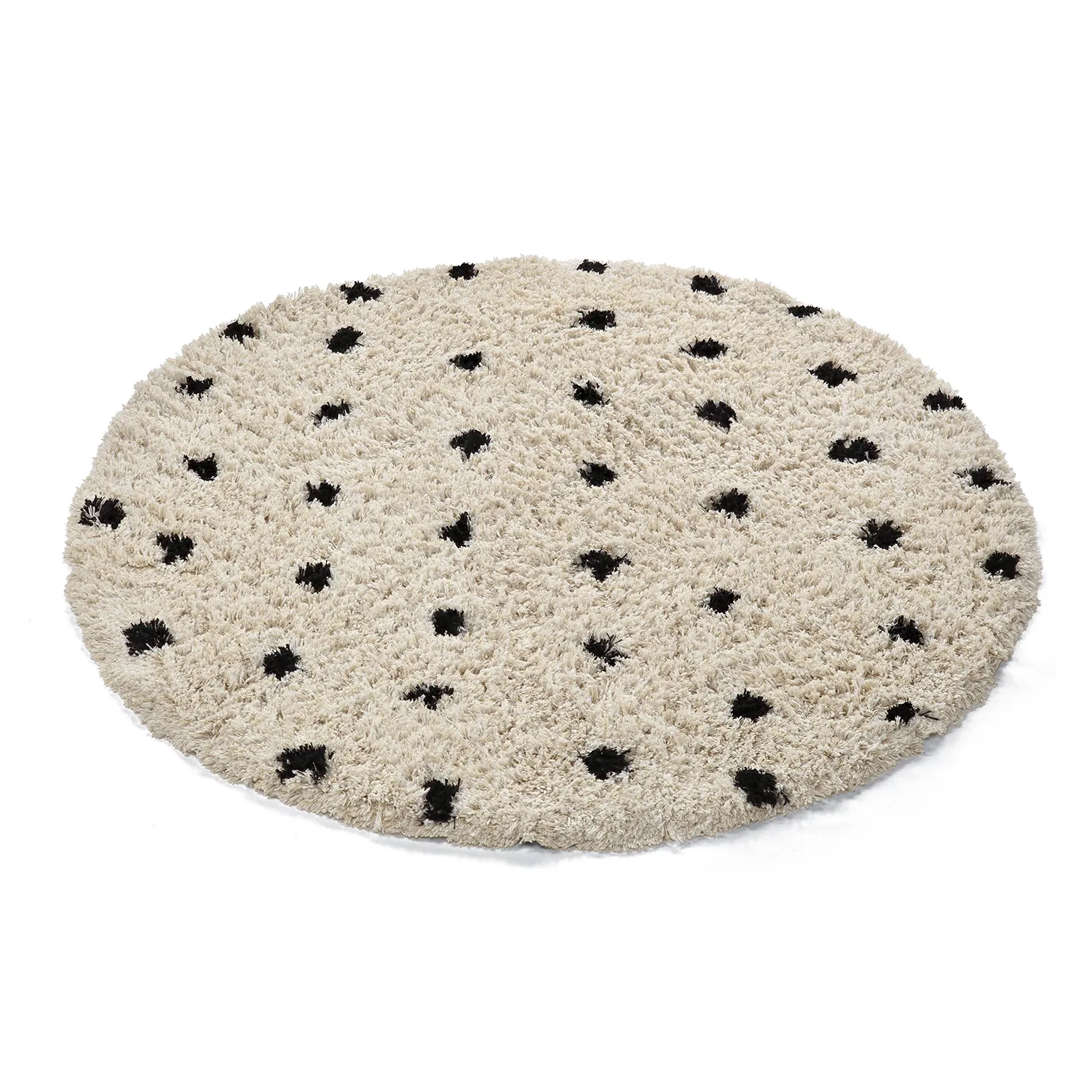 Okrągły dywan - Soria Natural Cotton Shaggy (złamana biel/czarny)