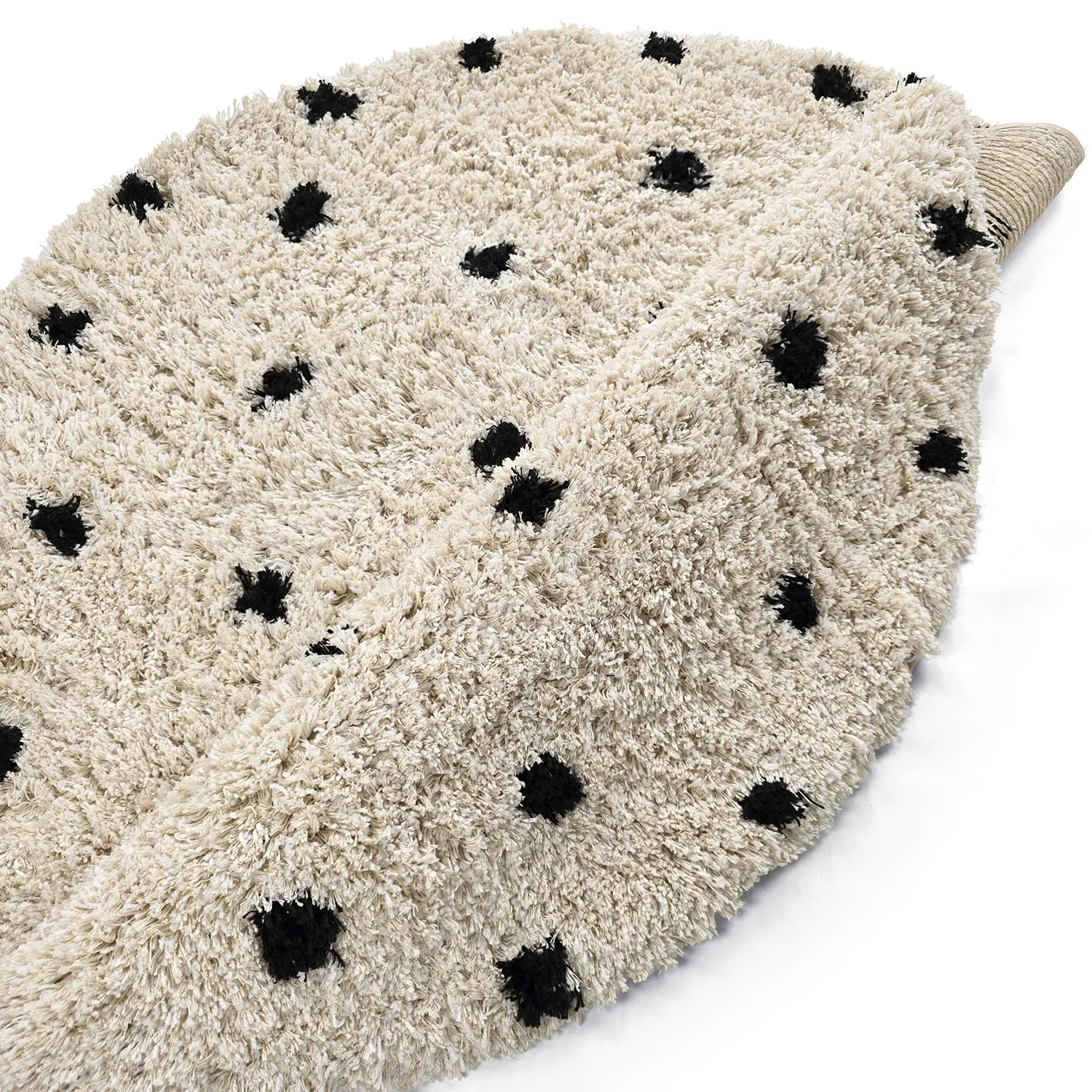 Okrągły dywan - Soria Natural Cotton Shaggy (złamana biel/czarny)