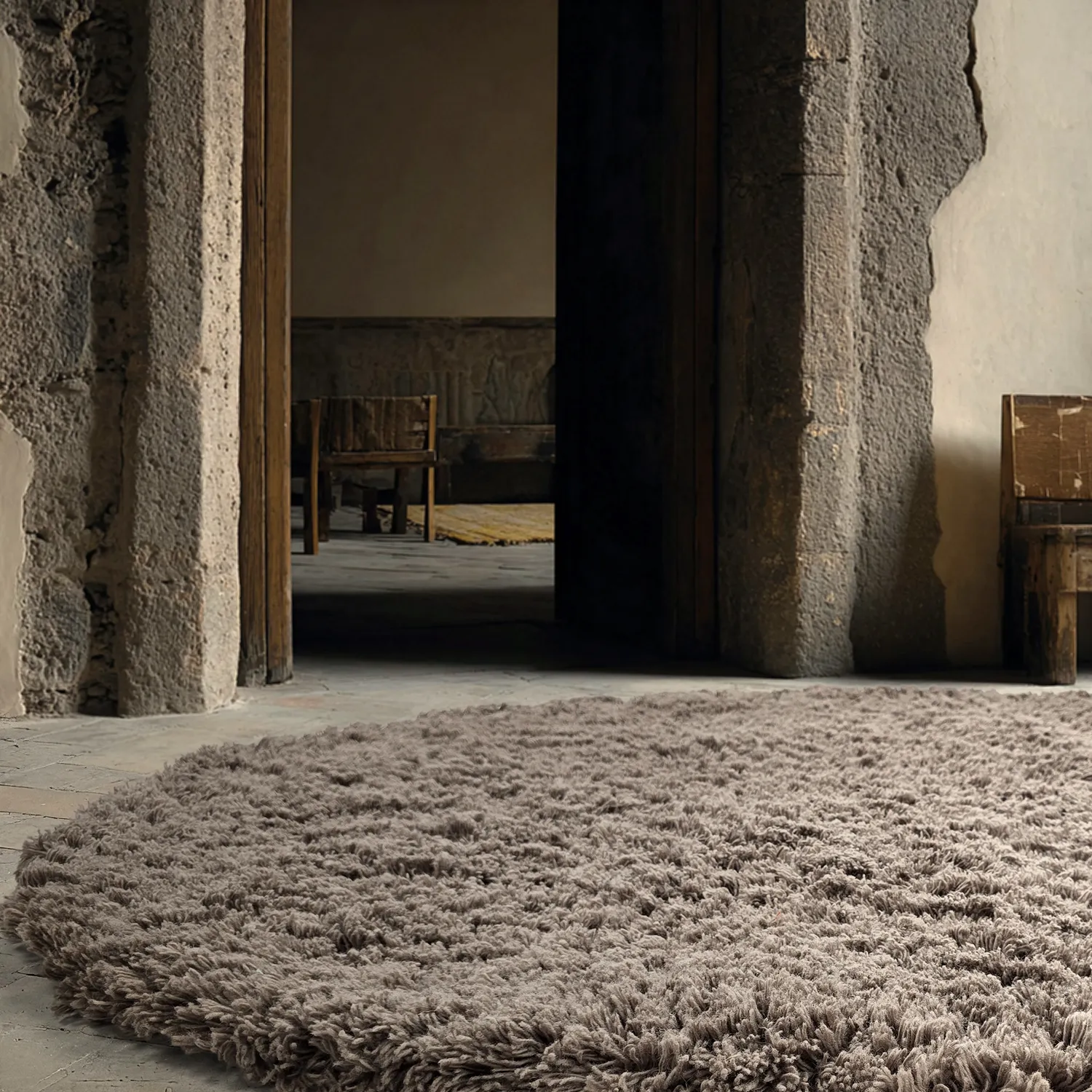 Okrągły dywan - Aliste Wool Shaggy (brązowy)