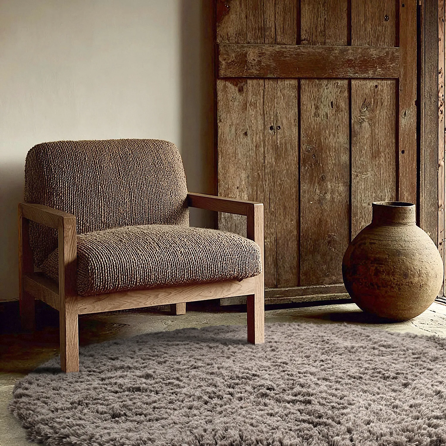 Okrągły dywan - Aliste Wool Shaggy (brązowy)