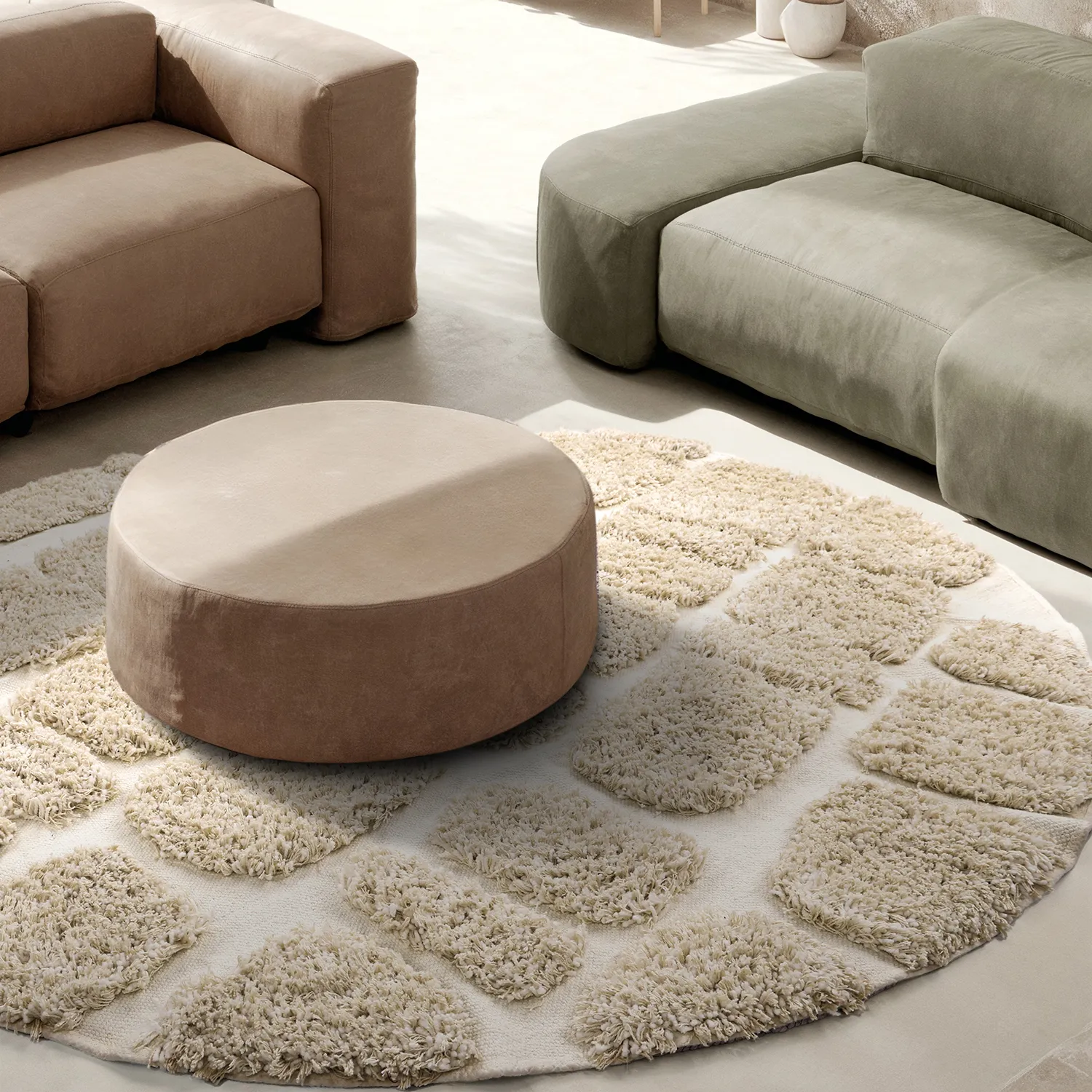 Okrągły dywan - Otranto Natural Cotton Shaggy (białawy)