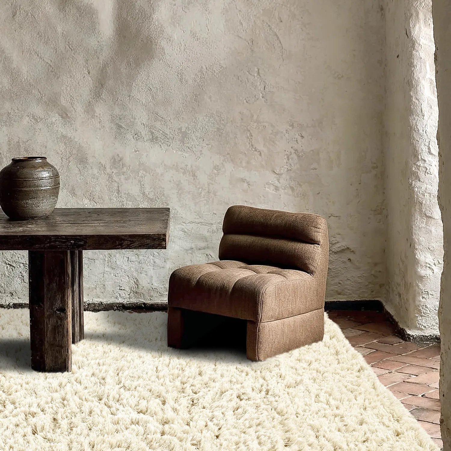 Dywany shaggy - Fassale Hand Woven Wool Shaggy (biały)