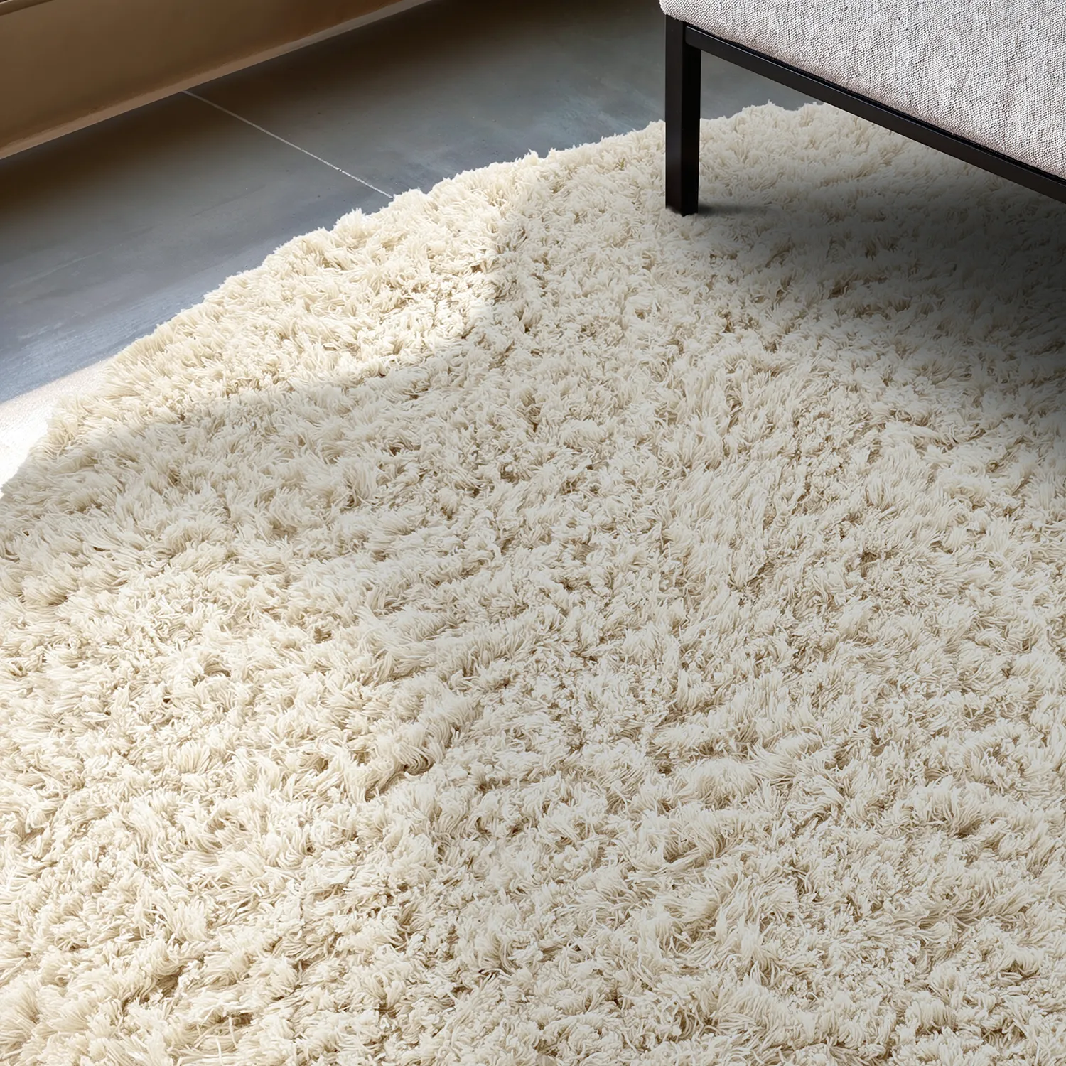 Okrągły dywan - Fassale Hand Woven Wool Shaggy (biały)