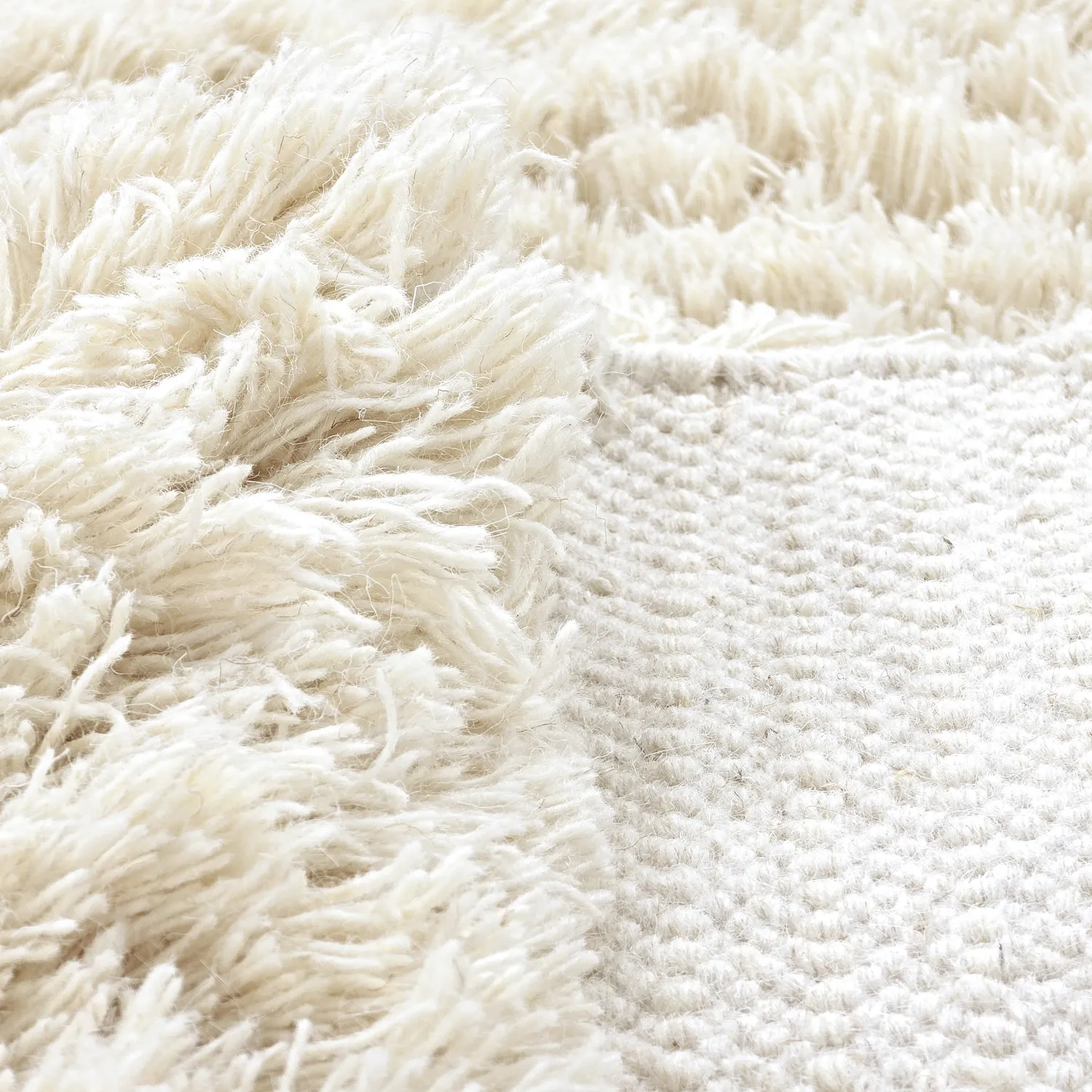 Okrągły dywan - Fassale Hand Woven Wool Shaggy (biały)