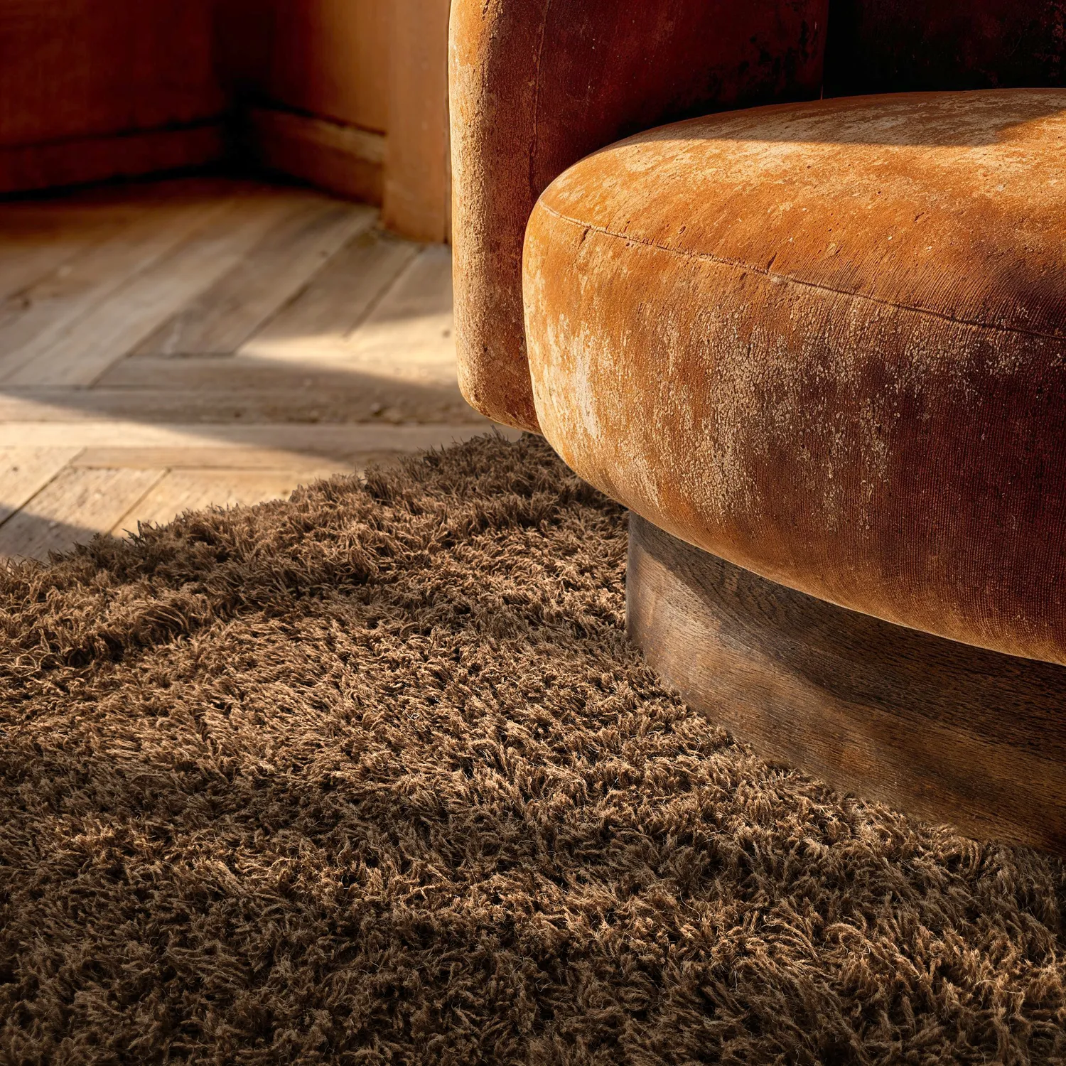 Dywany shaggy - Melilla Hand Woven Wool Shaggy (brązowy)