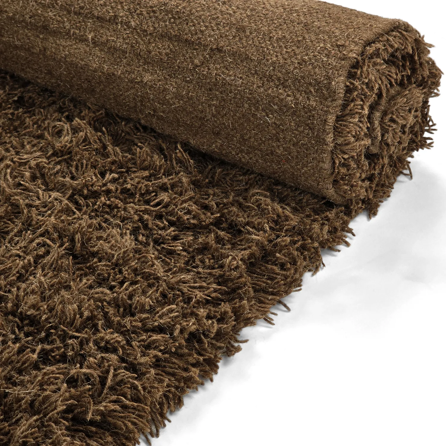 Dywany shaggy - Melilla Hand Woven Wool Shaggy (brązowy)