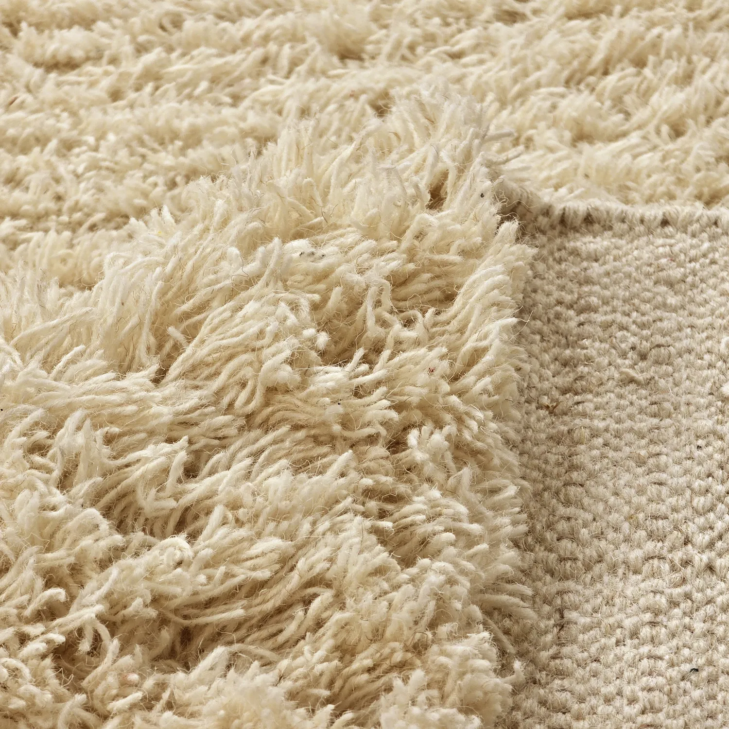 Dywany shaggy - Melilla Hand Woven Wool Shaggy (natura)