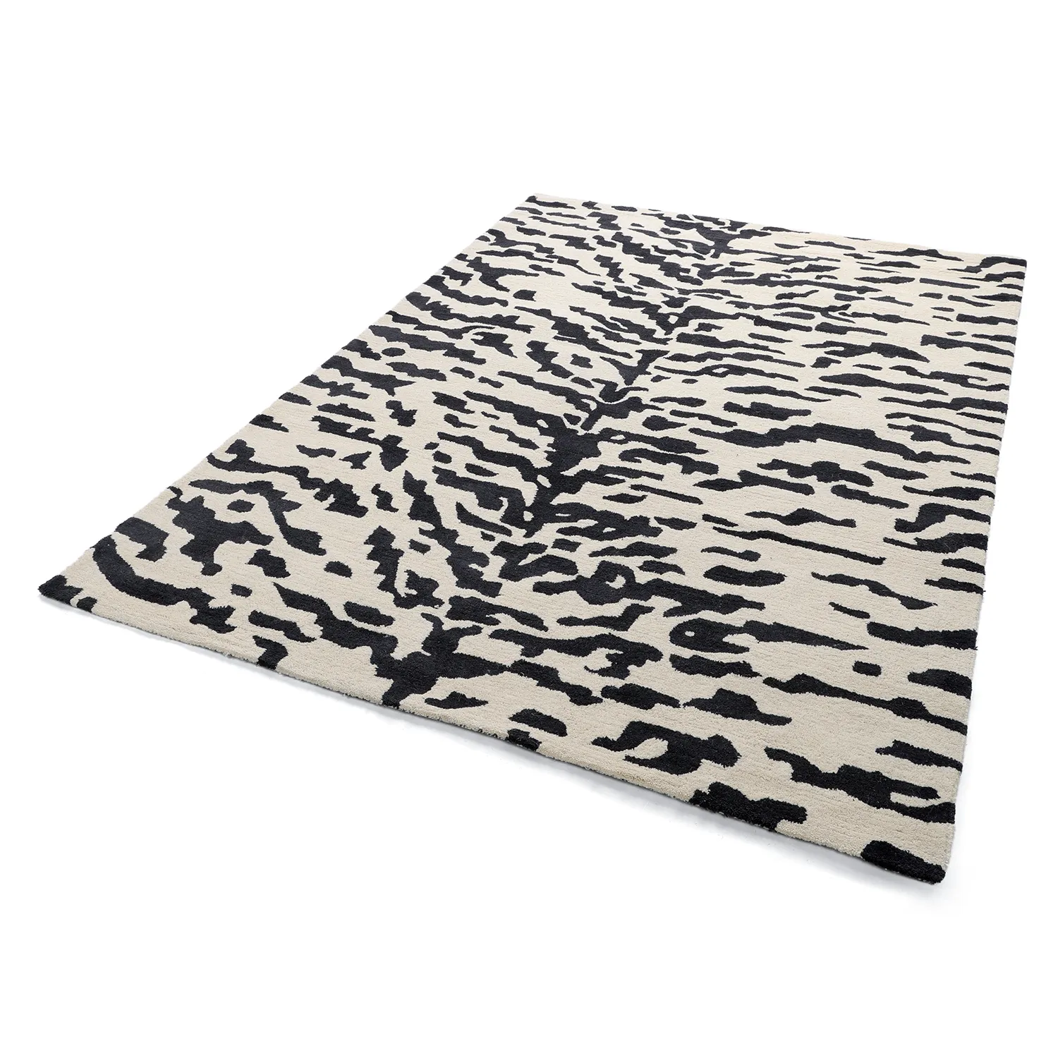 Dywany shaggy - Zebra Tufted Wool Premium (biały/czarny)