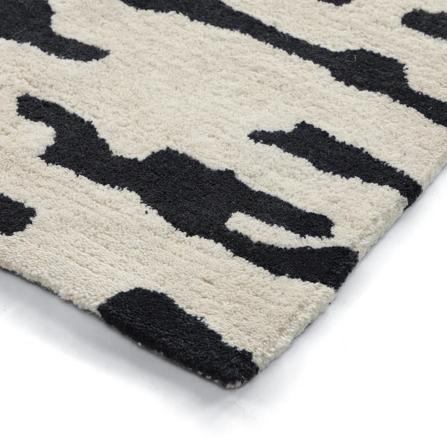 Dywany shaggy - Zebra Tufted Wool Premium (biały/czarny)