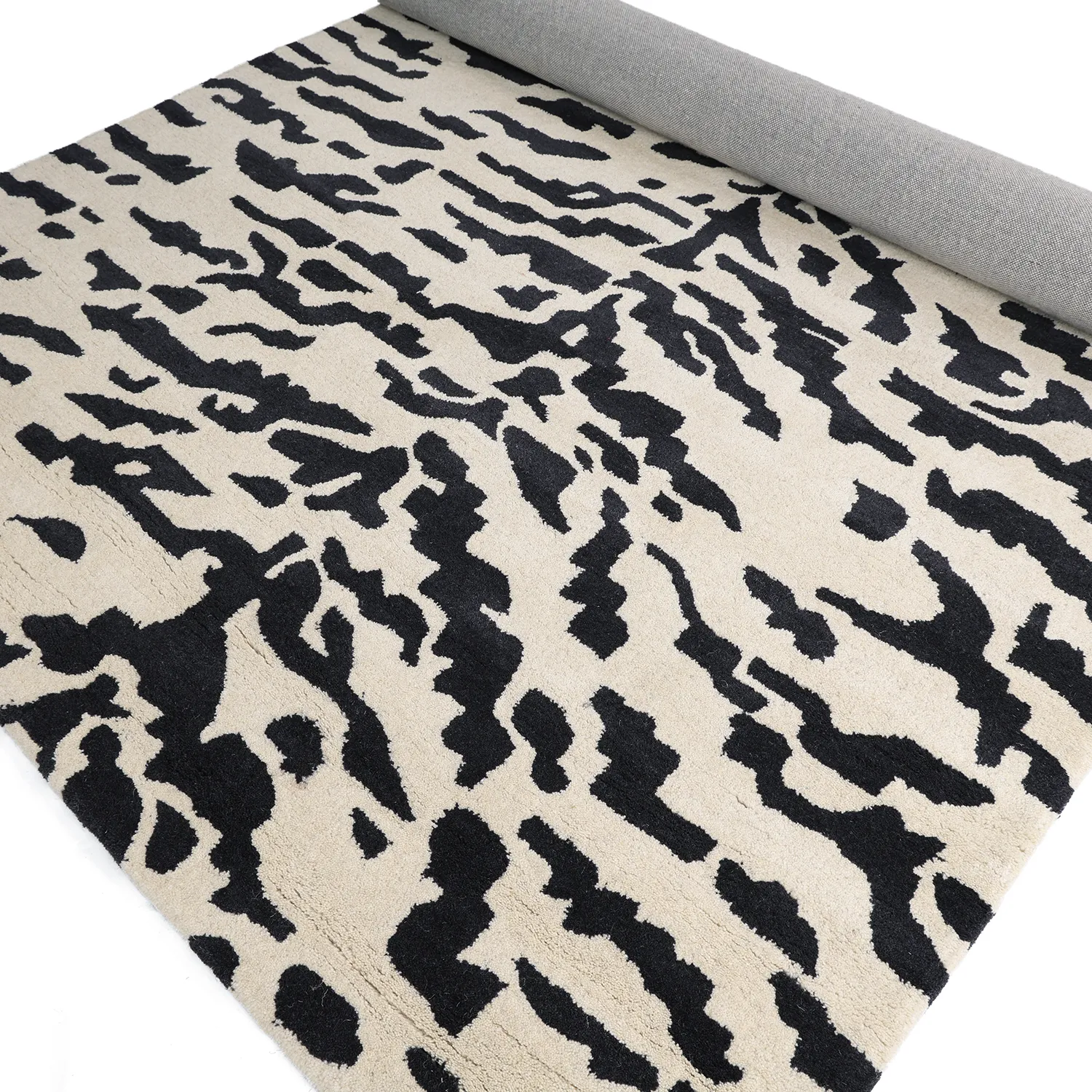 Dywany shaggy - Zebra Tufted Wool Premium (biały/czarny)
