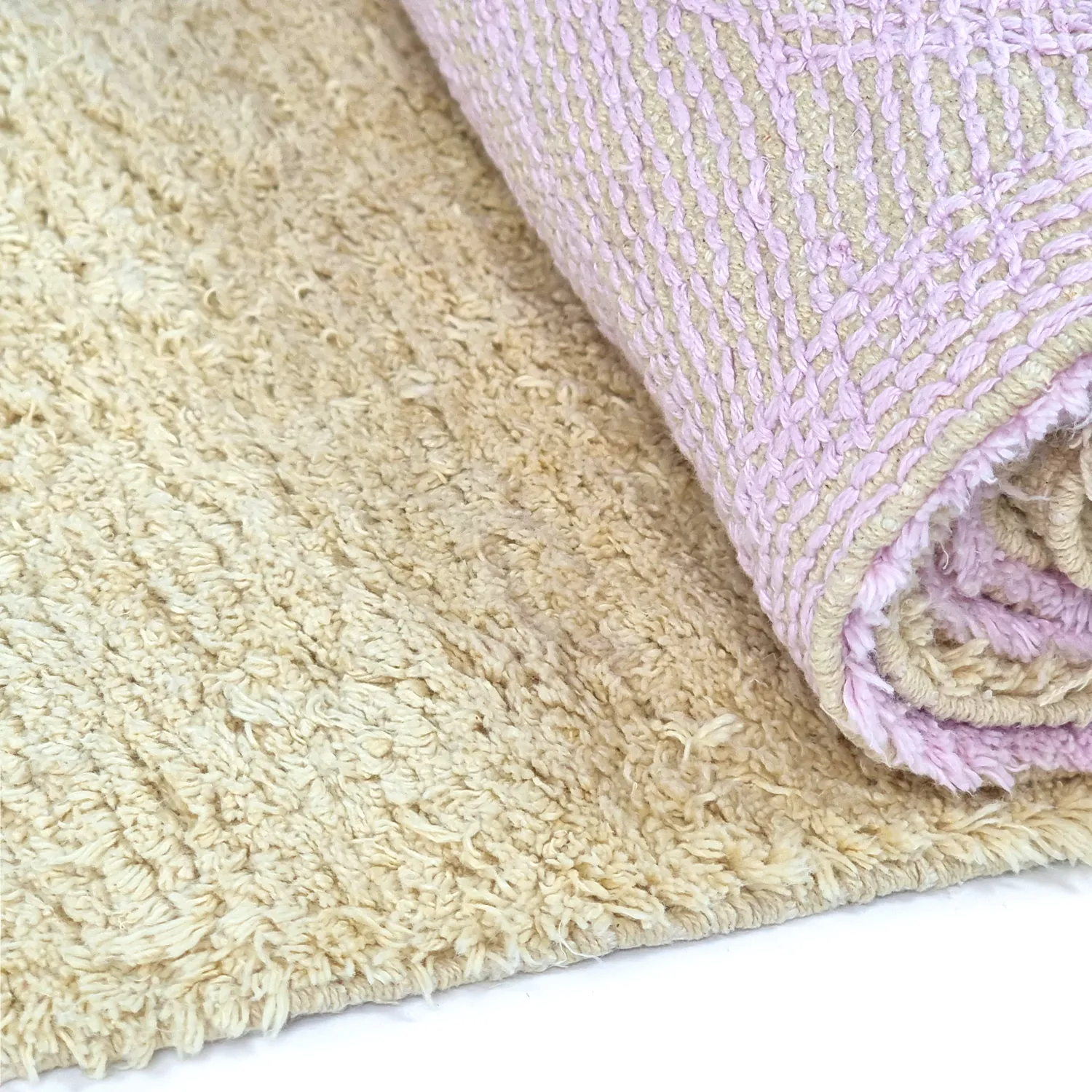 Dywany shaggy - Amira Natural Cotton Shaggy (beżowy/fioletowy)