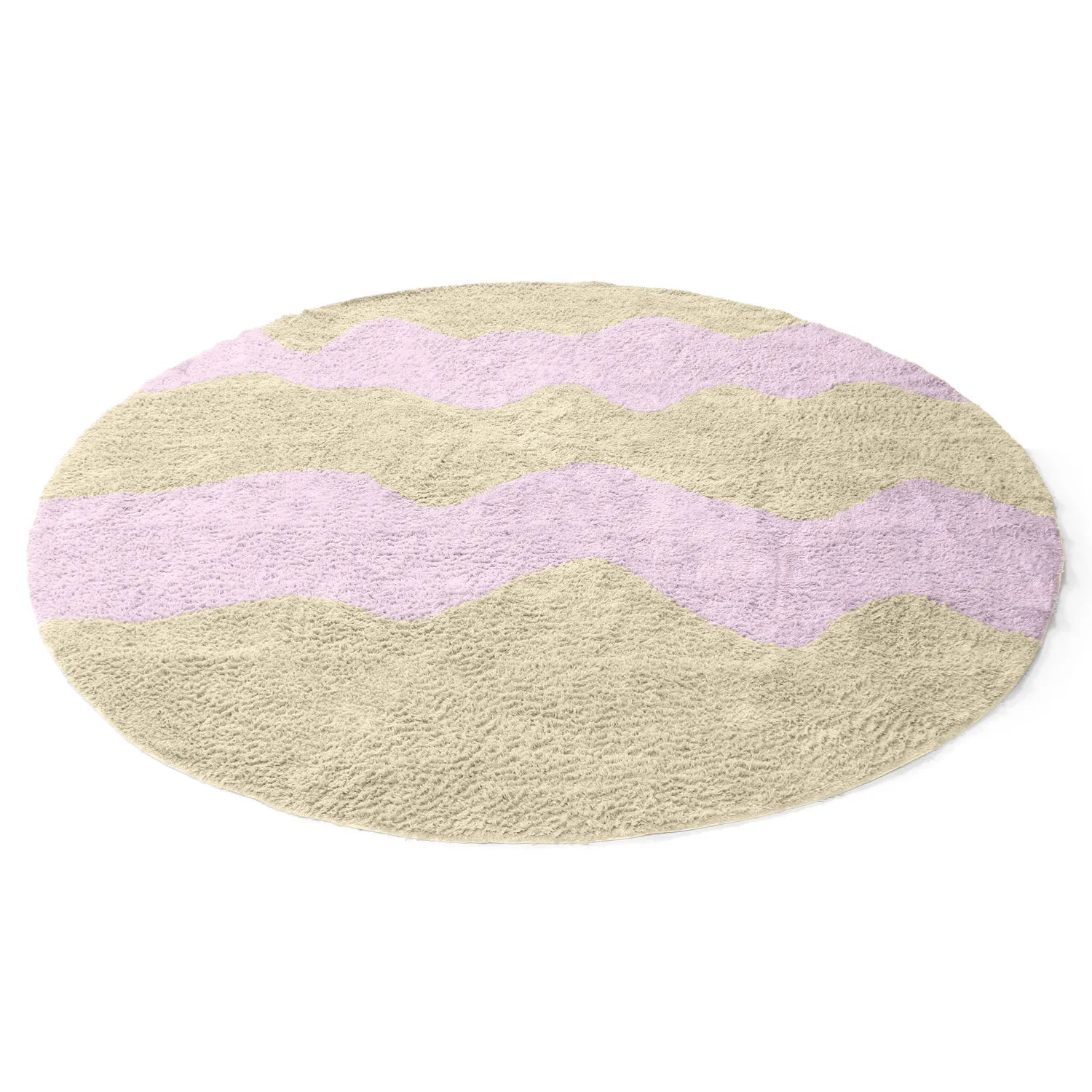 Okrągły dywan - Amira Natural Cotton Shaggy (beżowy/fioletowy)