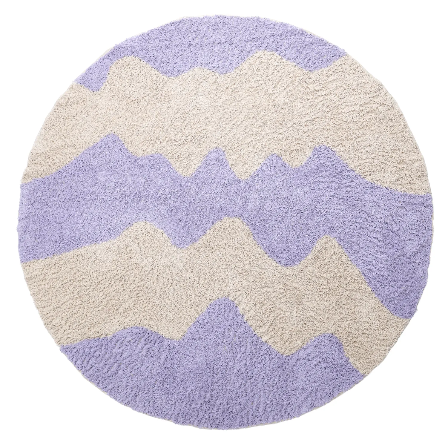 Okrągły dywan - Amira Natural Cotton Shaggy (fioletowy/beżowy)