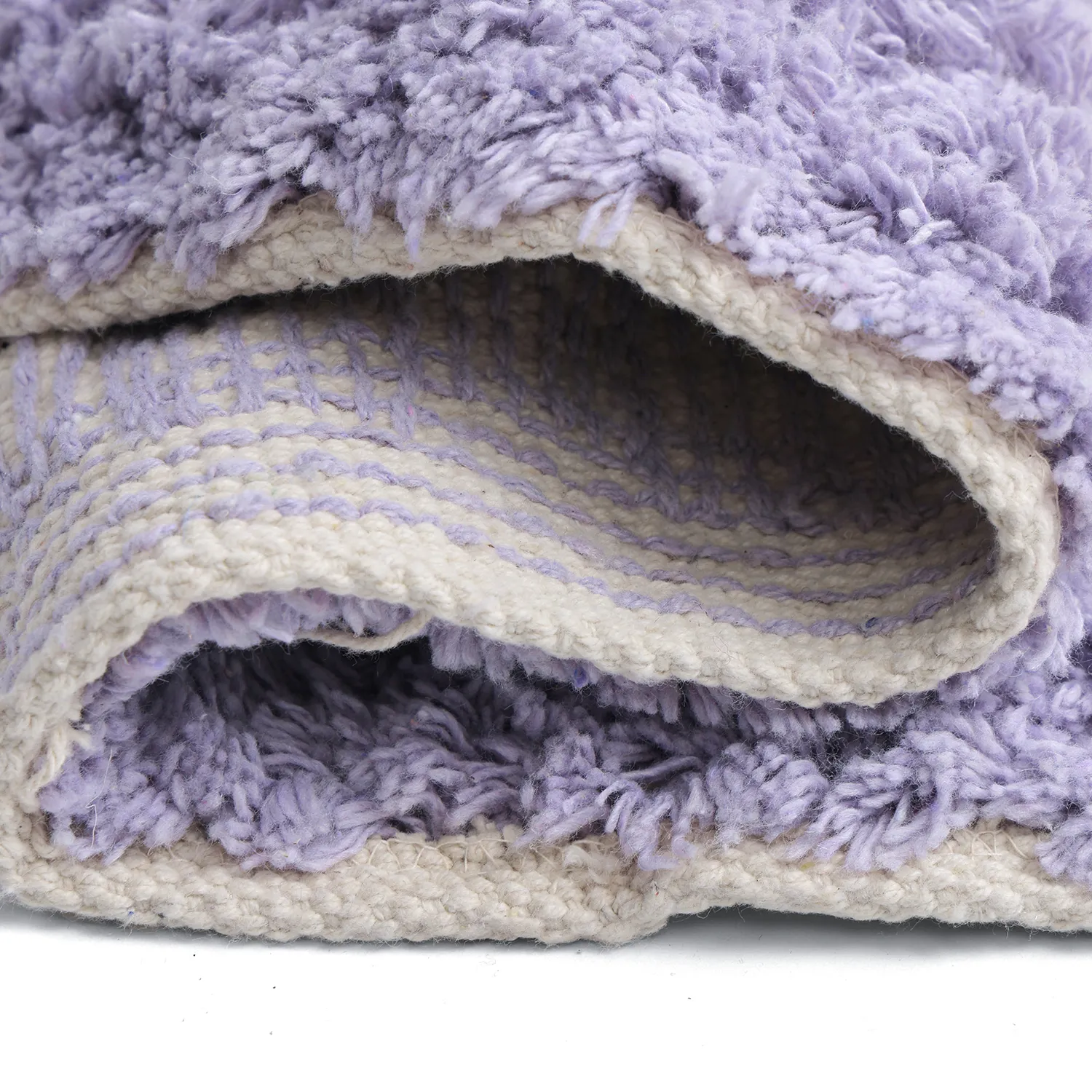 Okrągły dywan - Amira Natural Cotton Shaggy (fioletowy/beżowy)