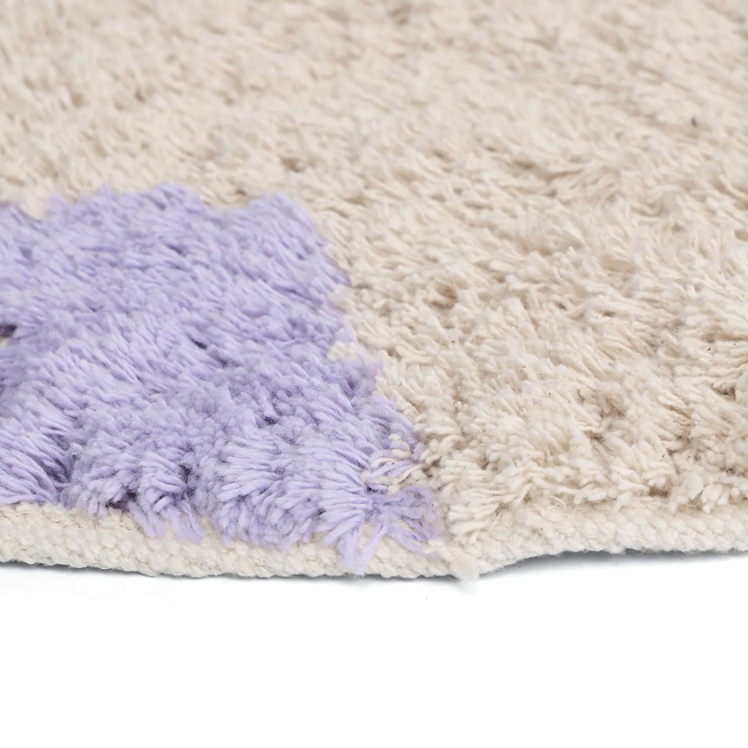 Okrągły dywan - Amira Natural Cotton Shaggy (fioletowy/beżowy)