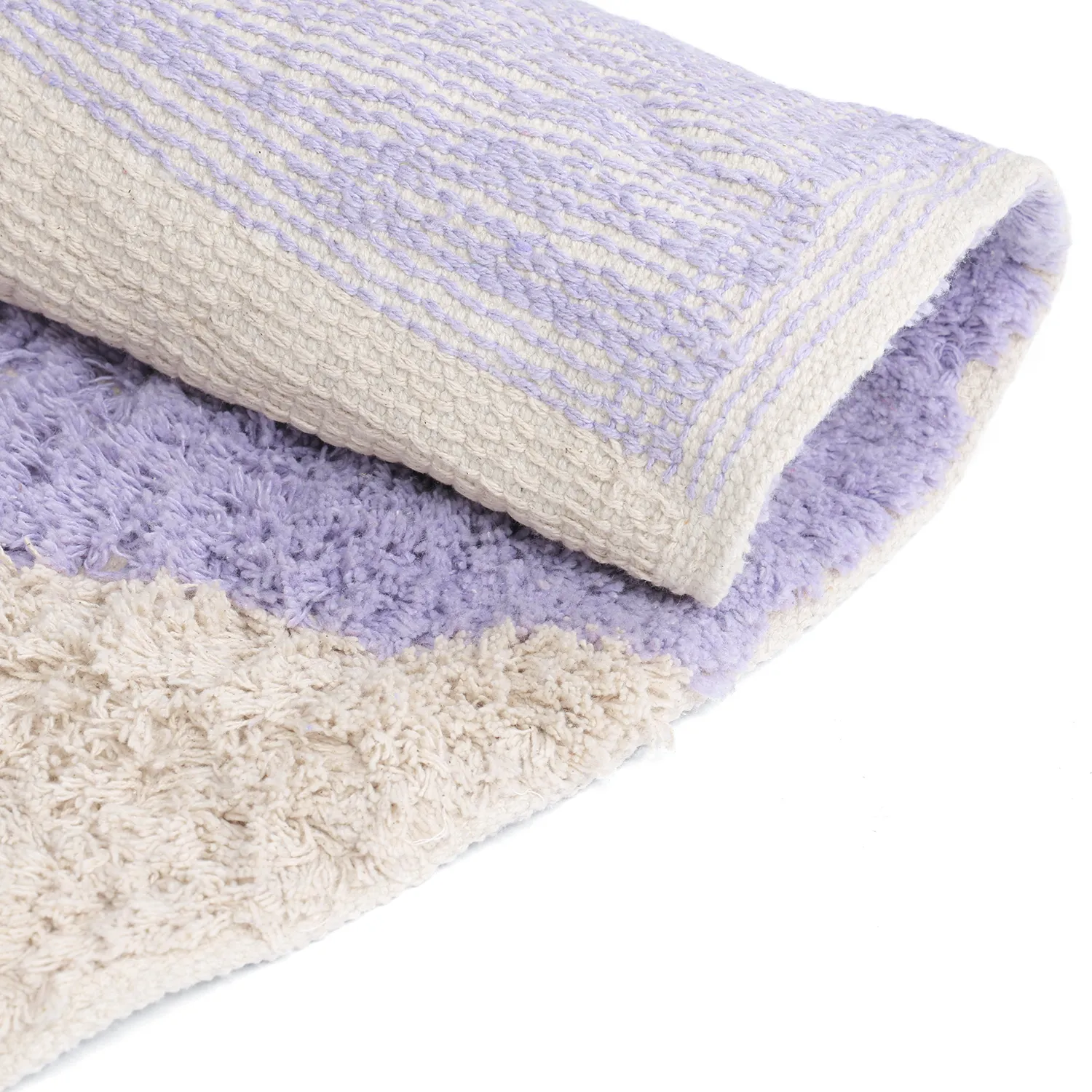 Okrągły dywan - Amira Natural Cotton Shaggy (fioletowy/beżowy)