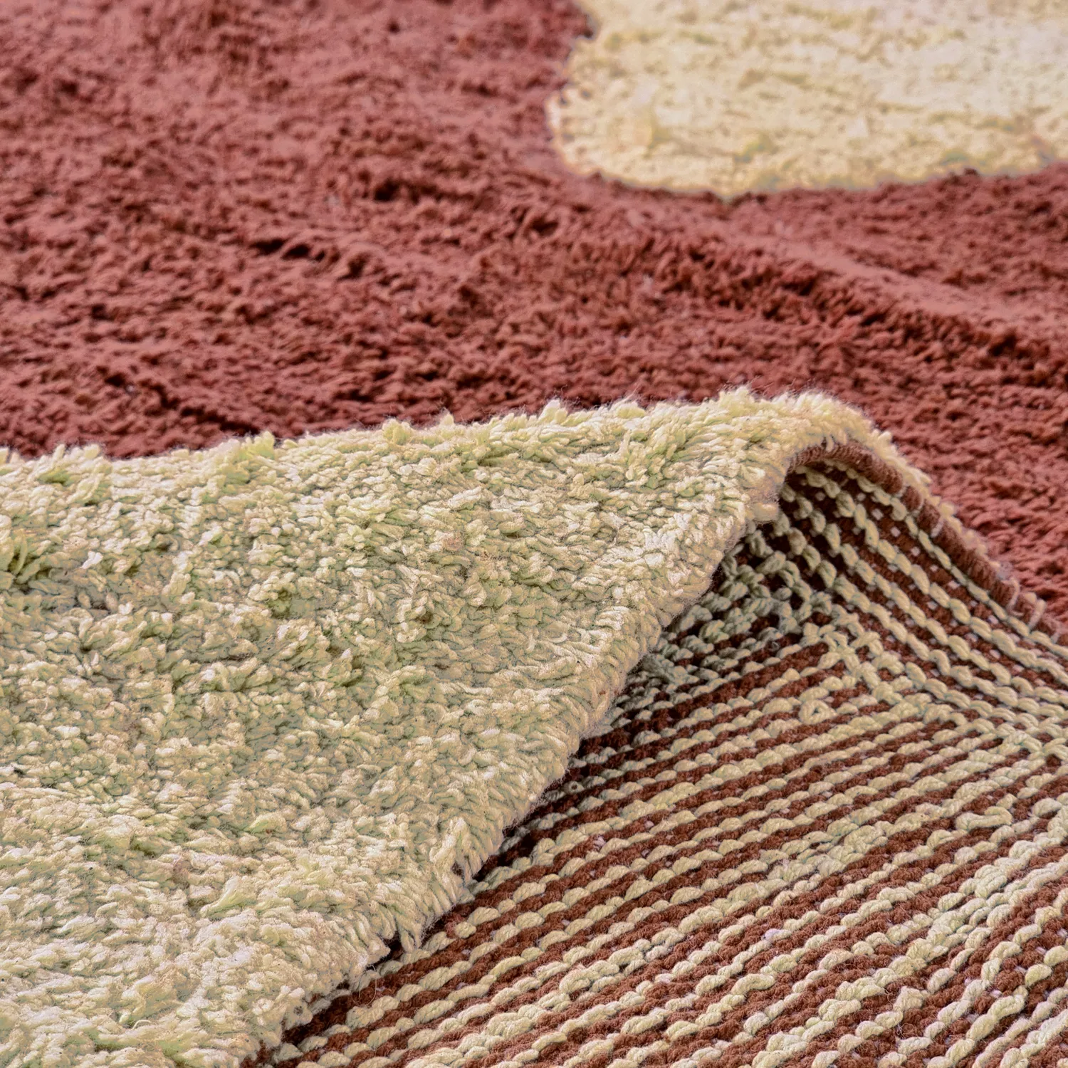 Okrągły dywan - Amira Natural Cotton Shaggy (czerwony/beżowy)