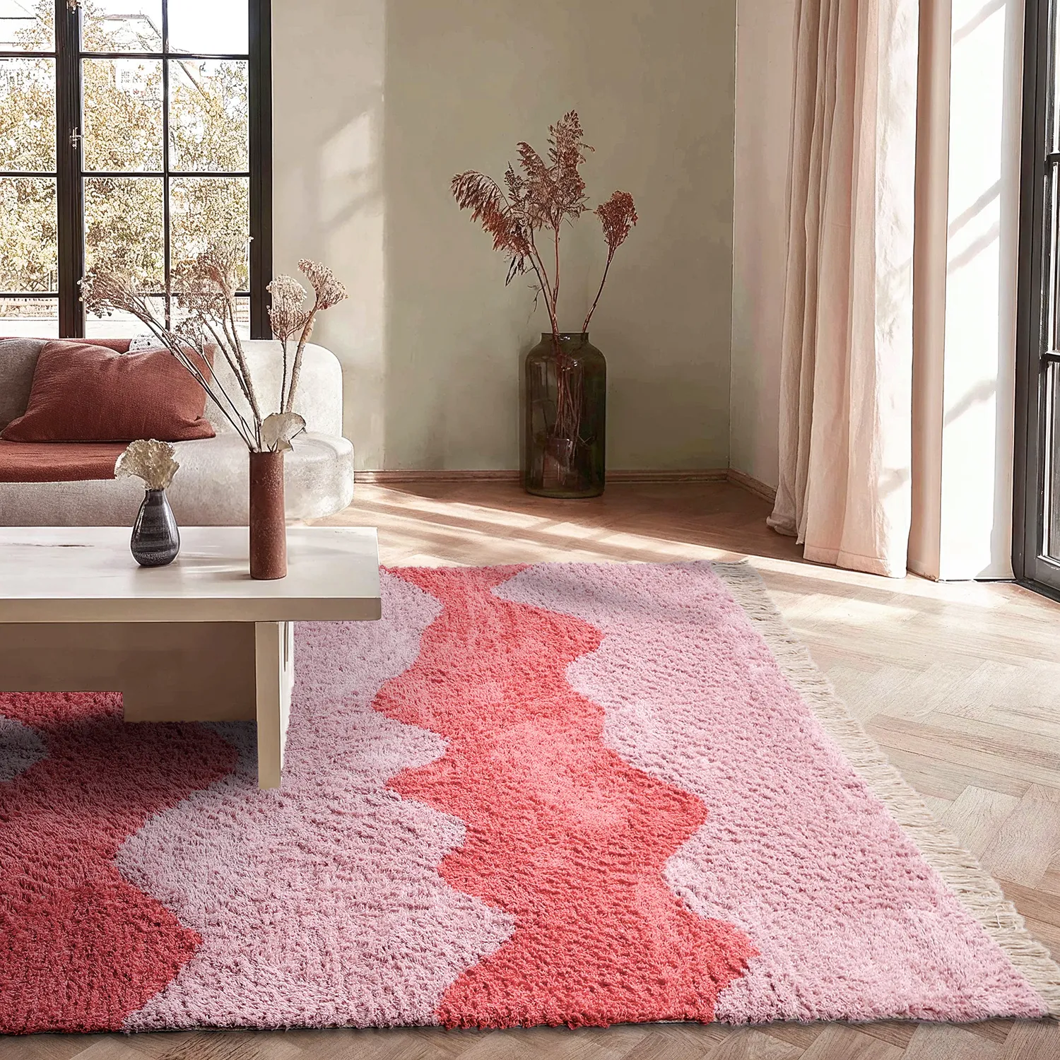 Dywany shaggy - Amira Natural Cotton Shaggy (różowy)
