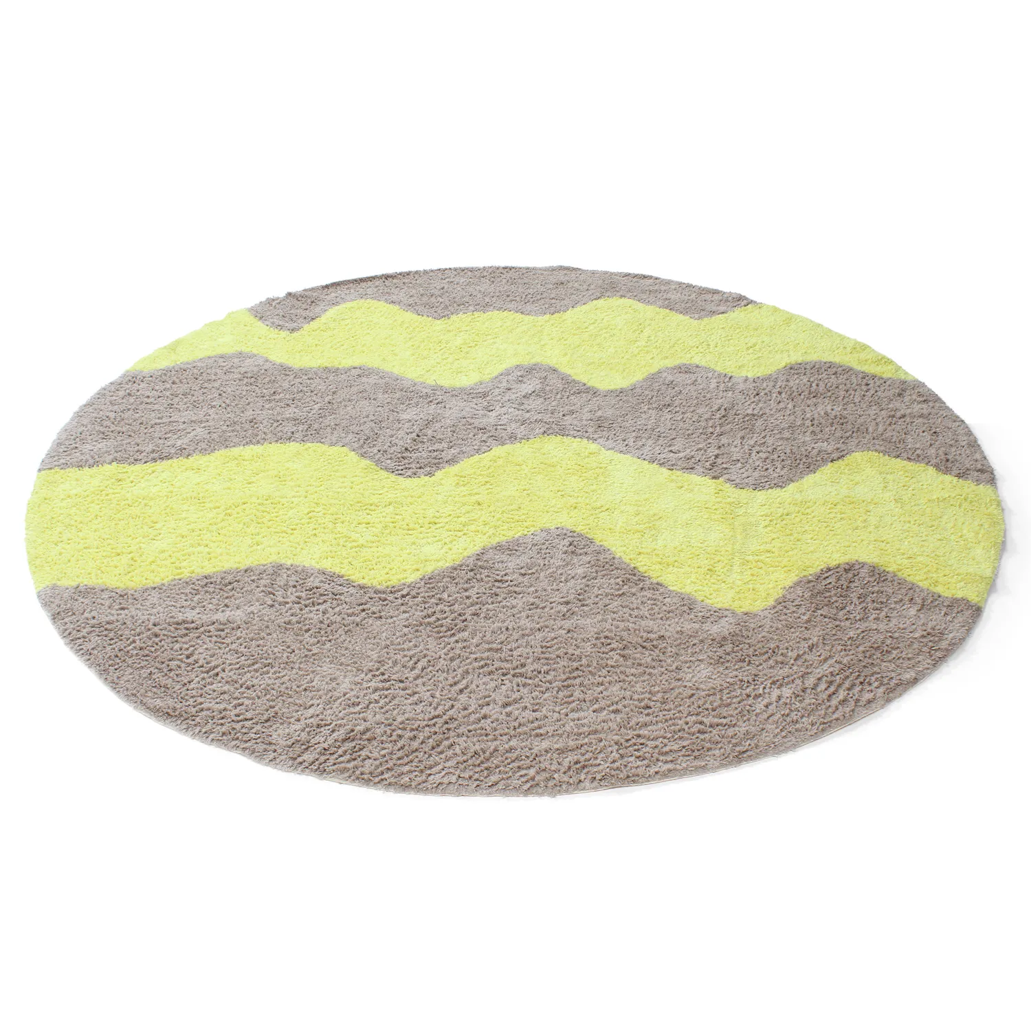 Okrągły dywan - Amira Natural Cotton Shaggy (ciemnoszary/żółty)