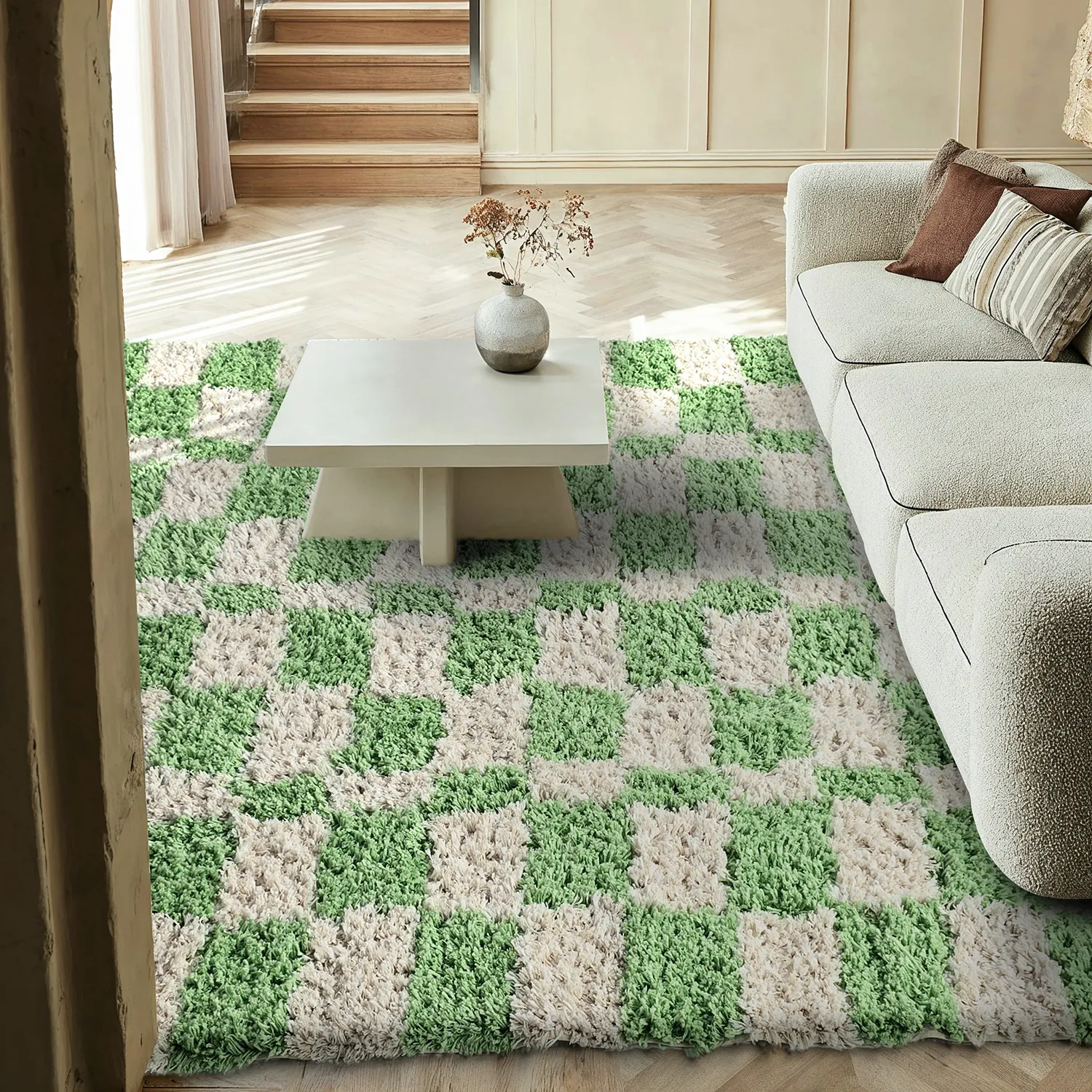 Dywany shaggy - Atrani Natural Cotton Shaggy (zielony)