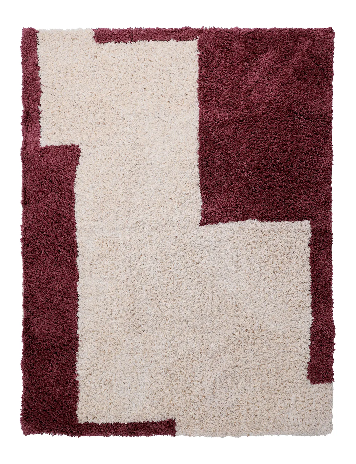 Dywany shaggy - Begur Natural Cotton Shaggy (złamana biel/bordowy)