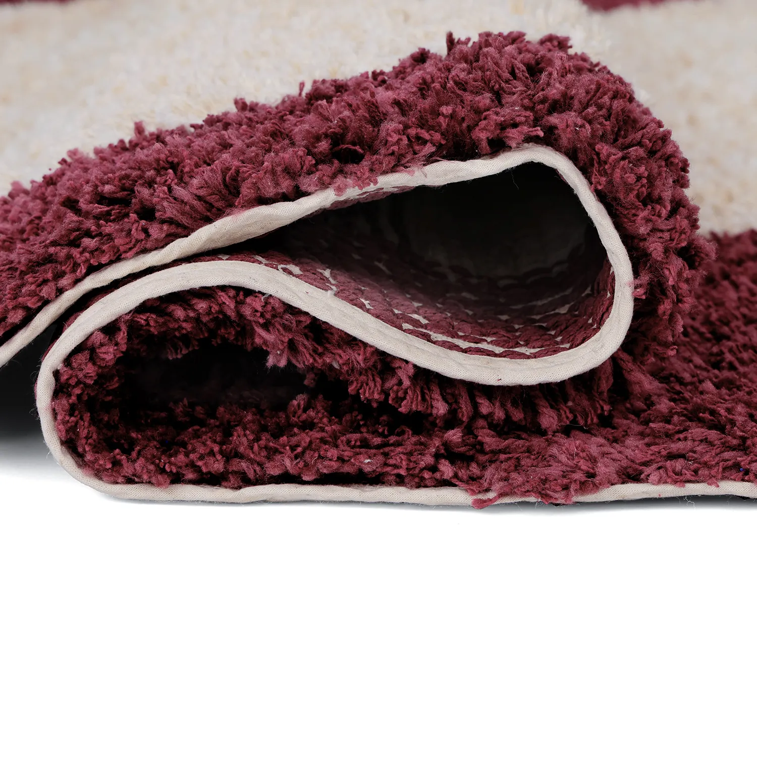 Dywany shaggy - Begur Natural Cotton Shaggy (złamana biel/bordowy)