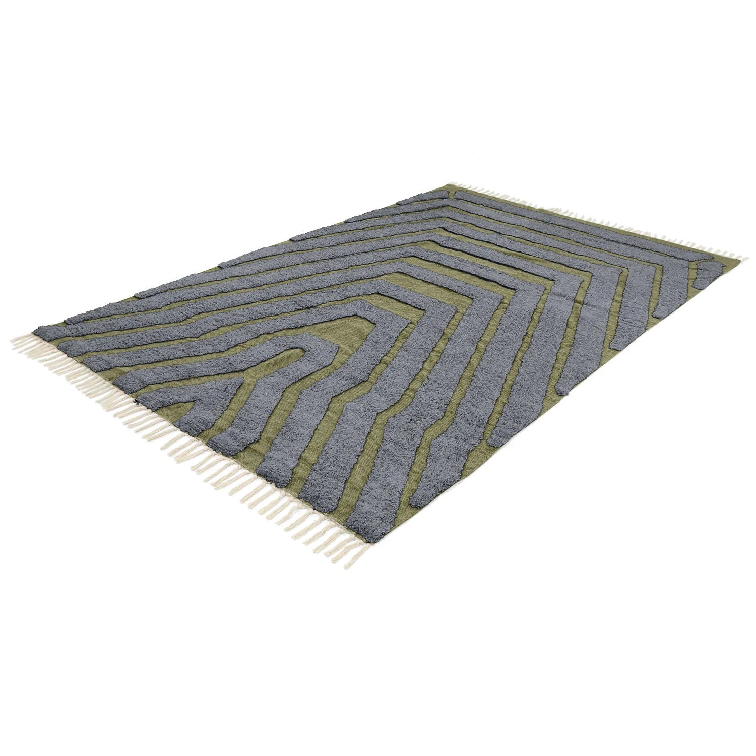 Dywany shaggy - Callista Natural Cotton Shaggy (czarny/zielony)