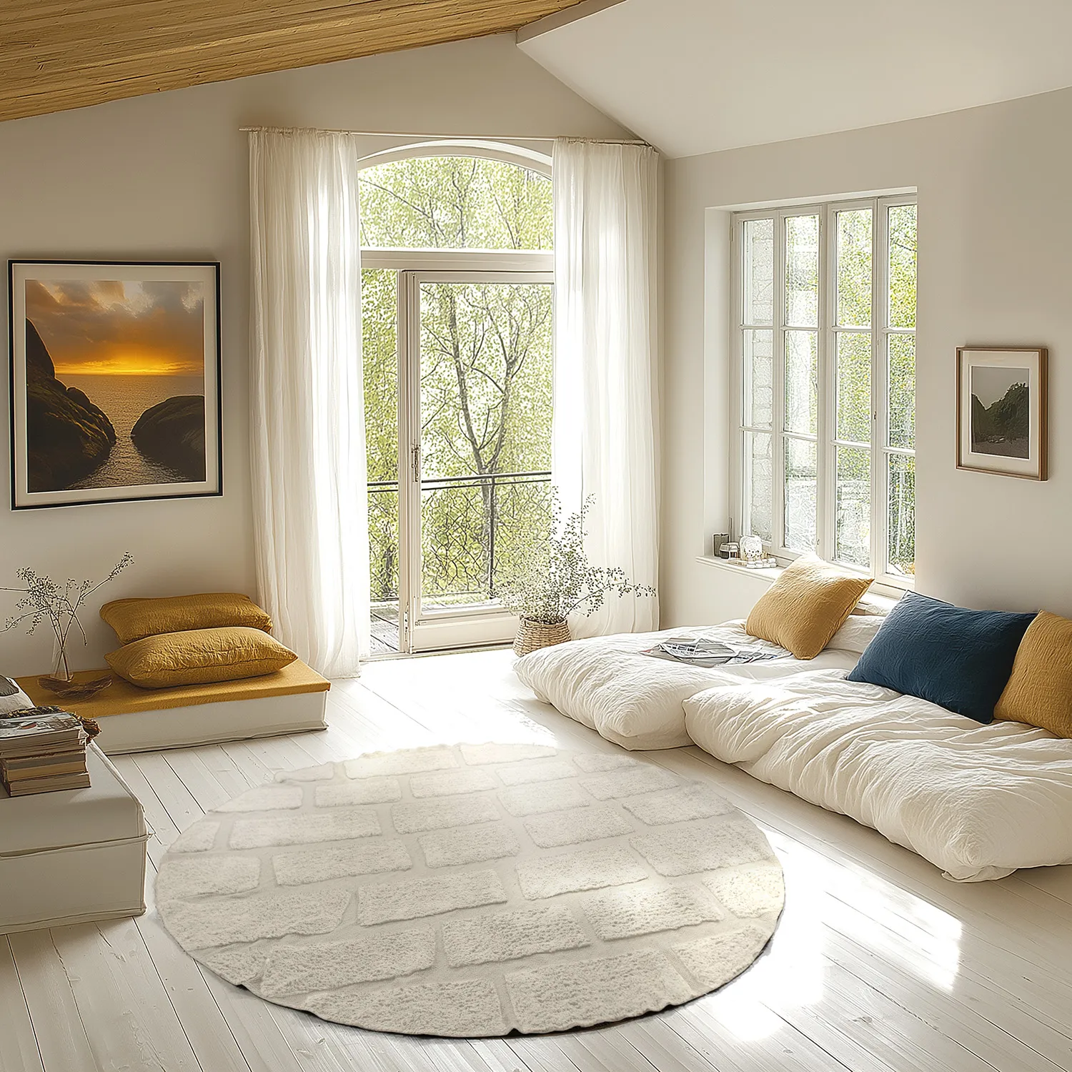 Okrągły dywan - Cyrus Natural Cotton Shaggy (beżowy)