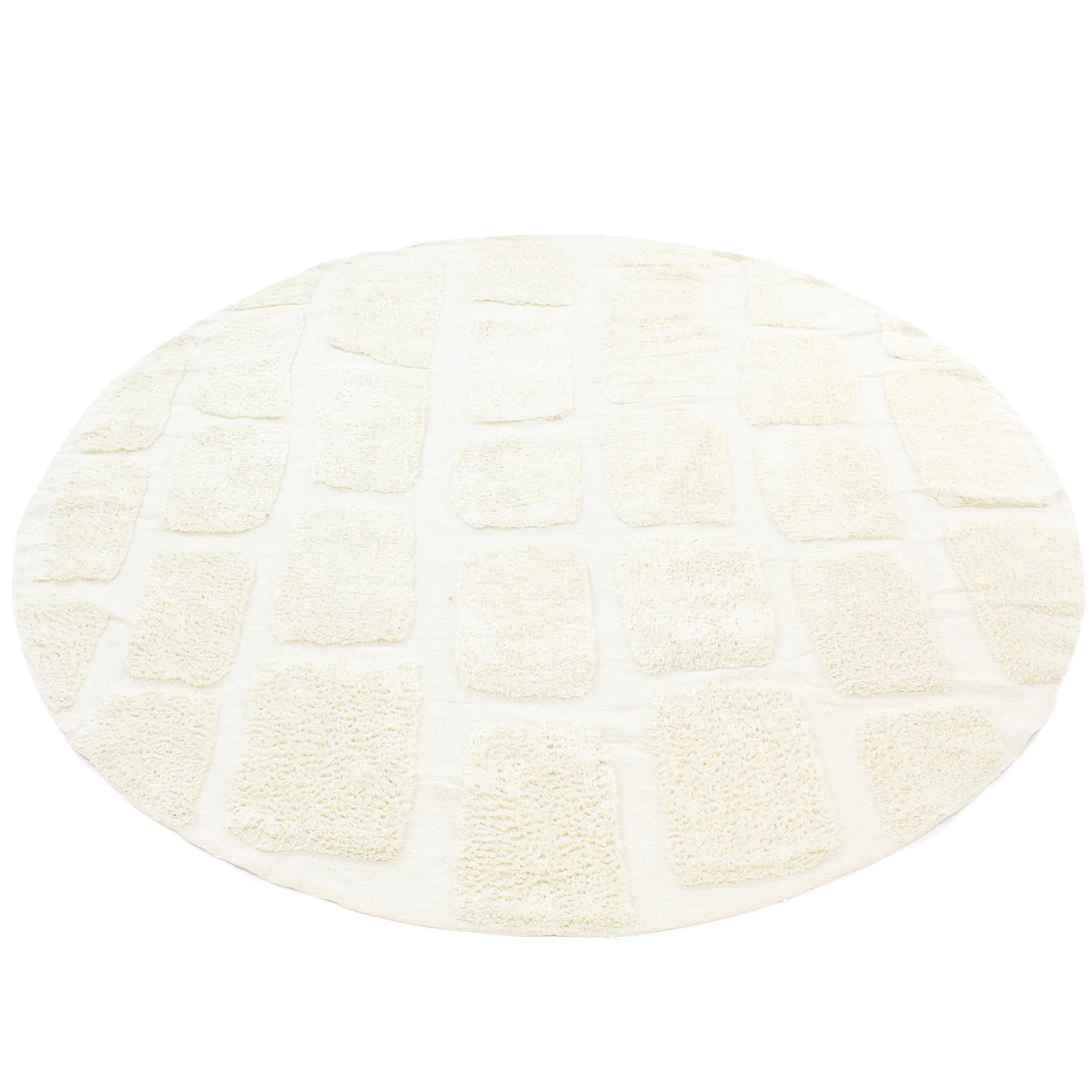 Okrągły dywan - Cyrus Natural Cotton Shaggy (białawy)