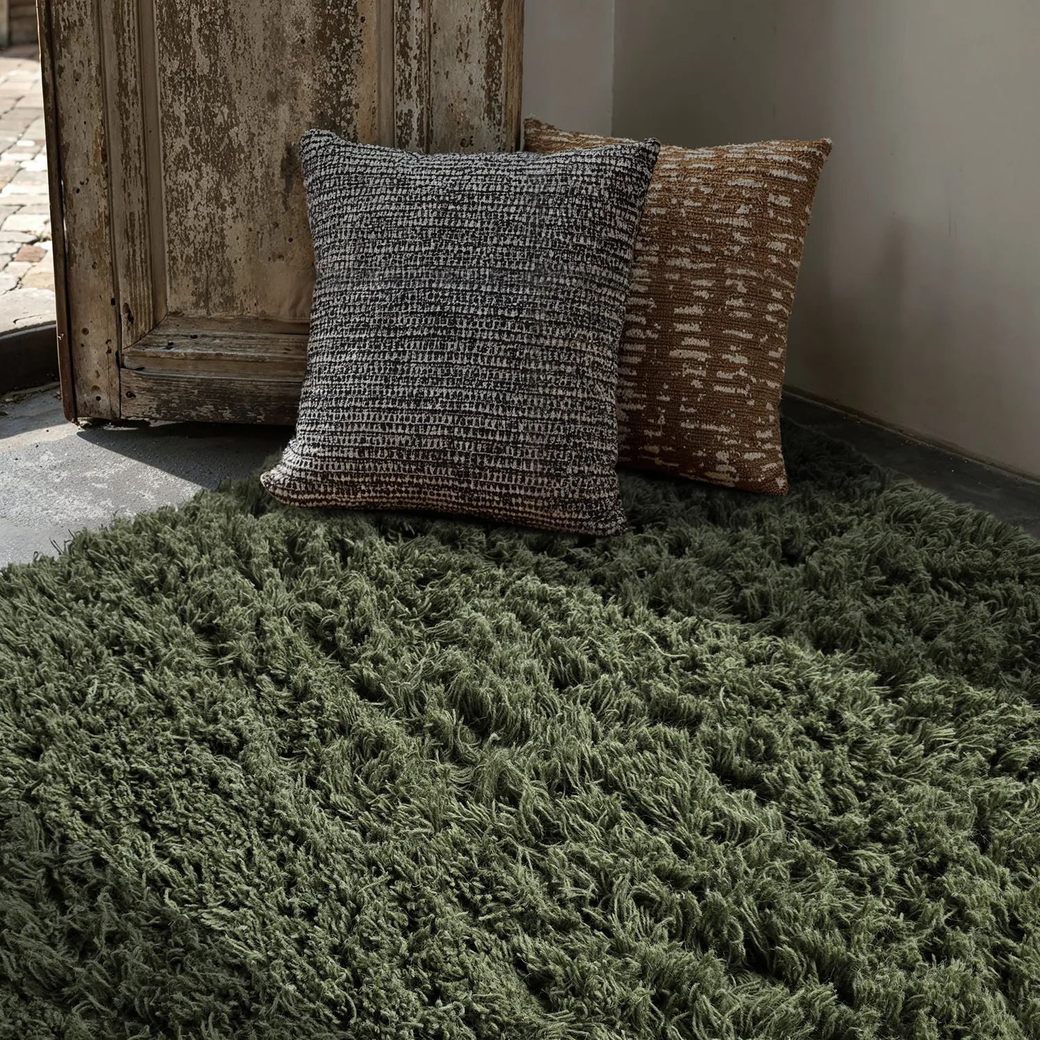 Dywany shaggy - Fassale Hand Woven Wool Shaggy (zieleń mchu)