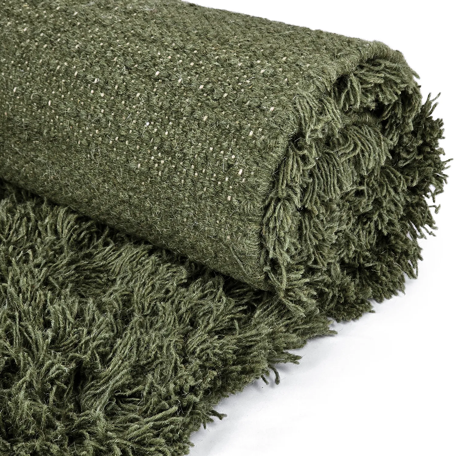 Dywany shaggy - Fassale Hand Woven Wool Shaggy (zieleń mchu)