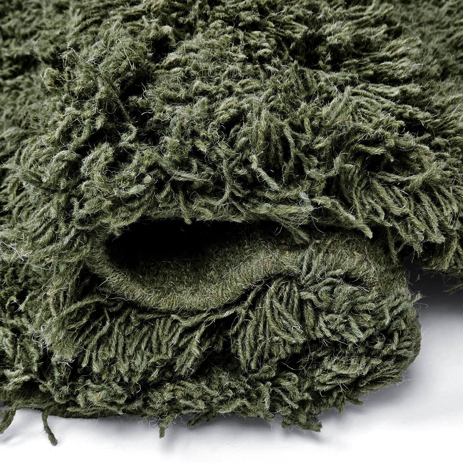 Okrągły dywan - Fassale Hand Woven Wool Shaggy (zieleń mchu)