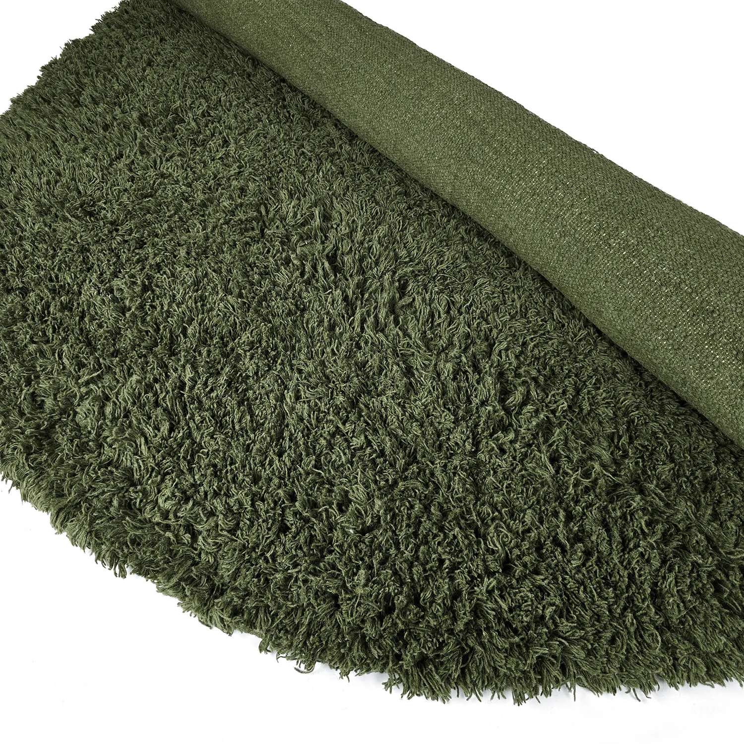 Okrągły dywan - Fassale Hand Woven Wool Shaggy (zieleń mchu)