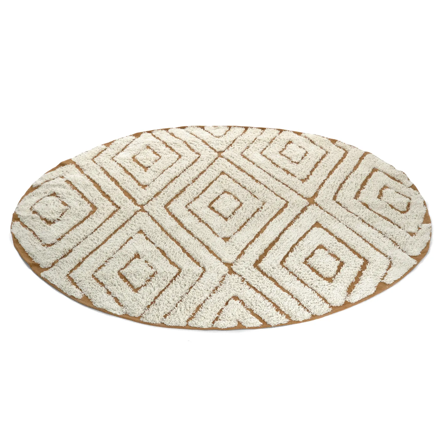 Okrągły dywan - Holwell Natural Cotton Shaggy (złamana biel/brąz)