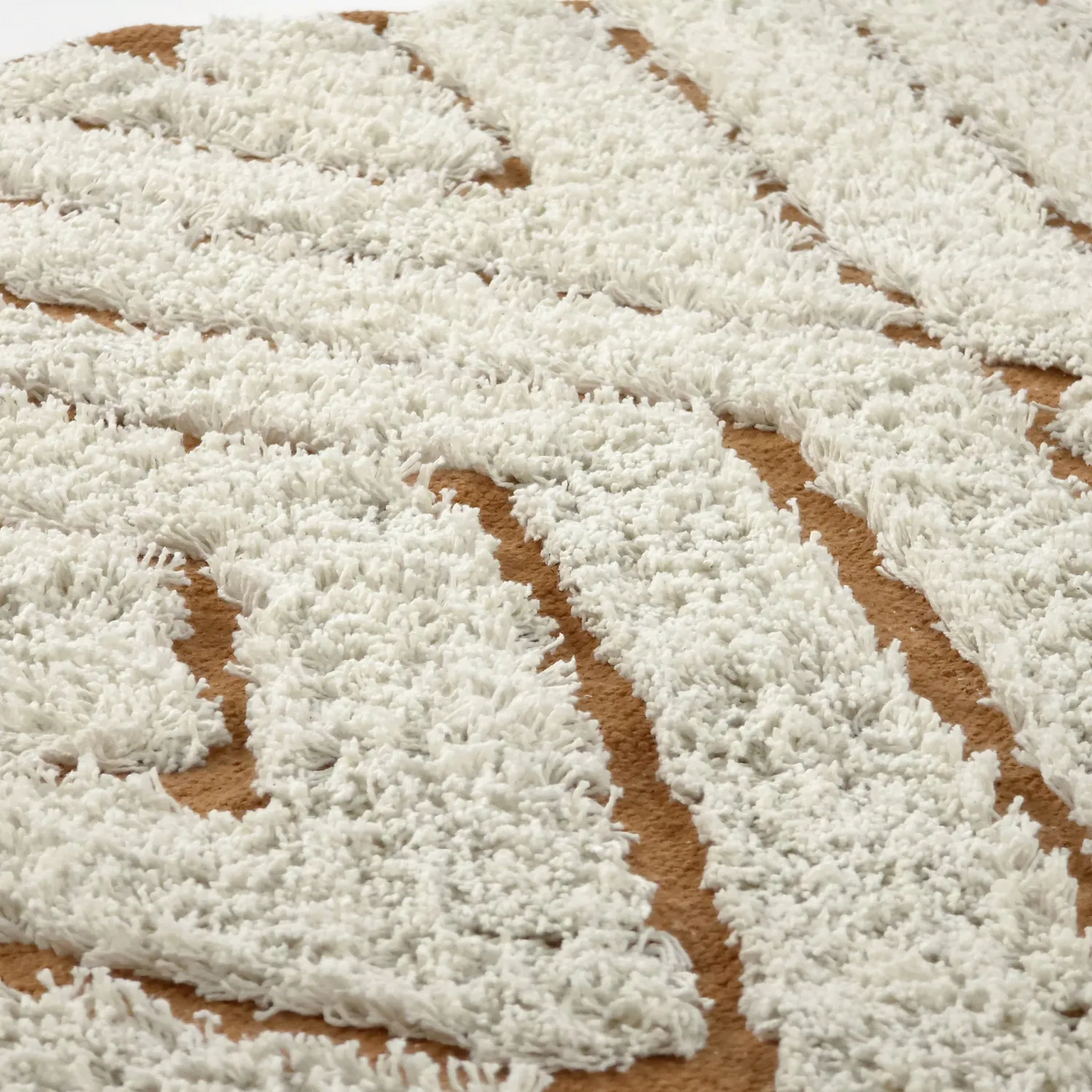 Okrągły dywan - Holwell Natural Cotton Shaggy (złamana biel/brąz)