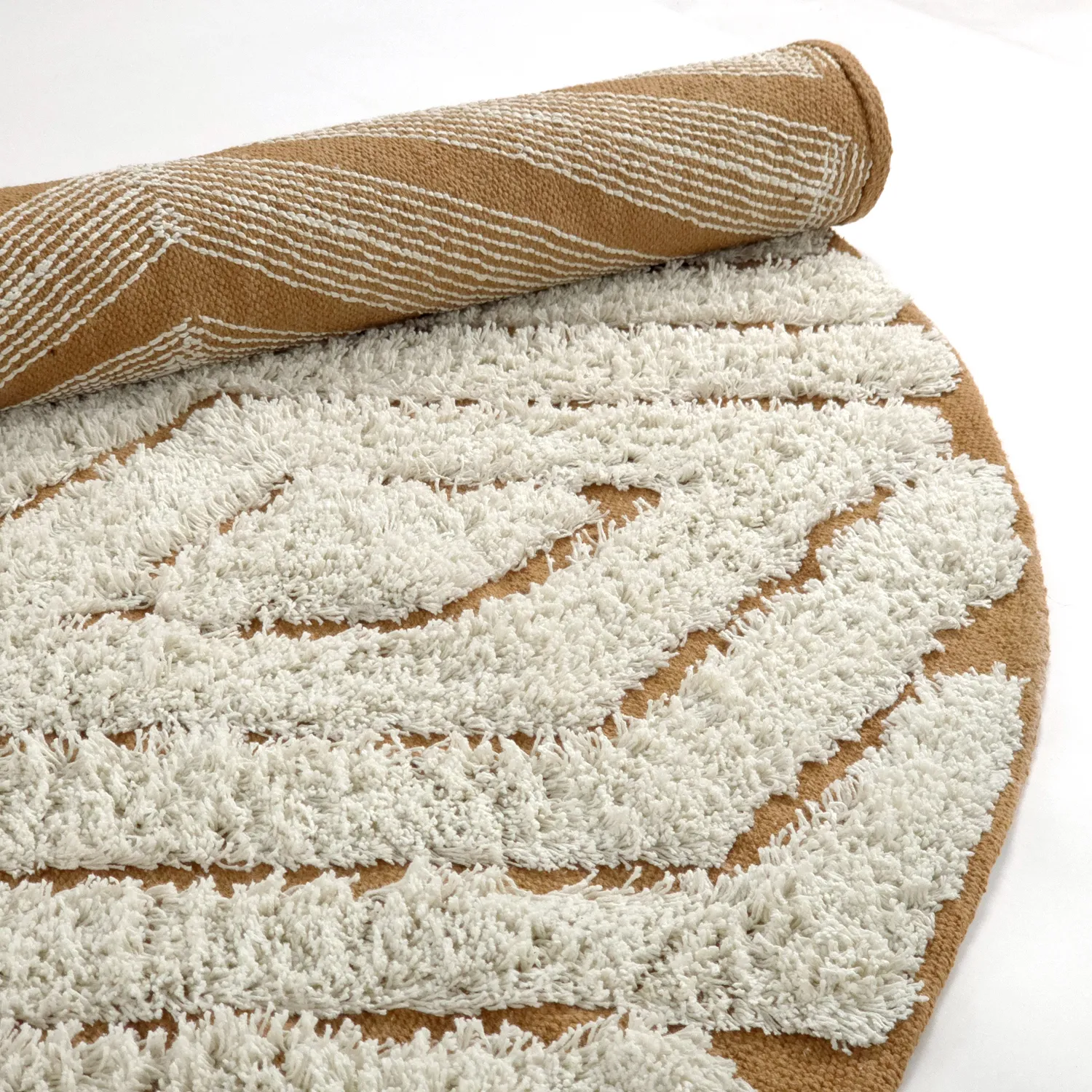 Okrągły dywan - Holwell Natural Cotton Shaggy (złamana biel/brąz)